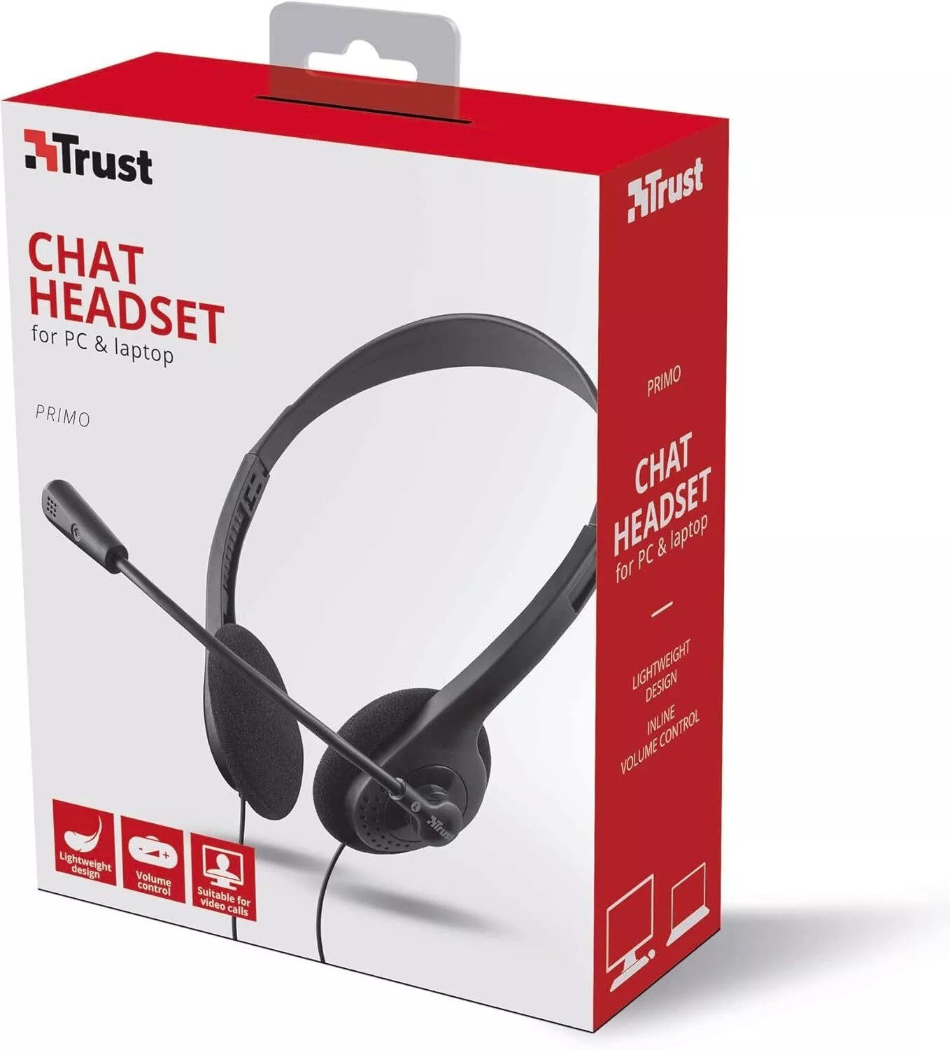 Trust Primo Chat Kopfhörer 3.5mm Over-Ear-Kopfhörer (3.5mm mit Mikrofon Headset Lautstärkeregler PC Office)