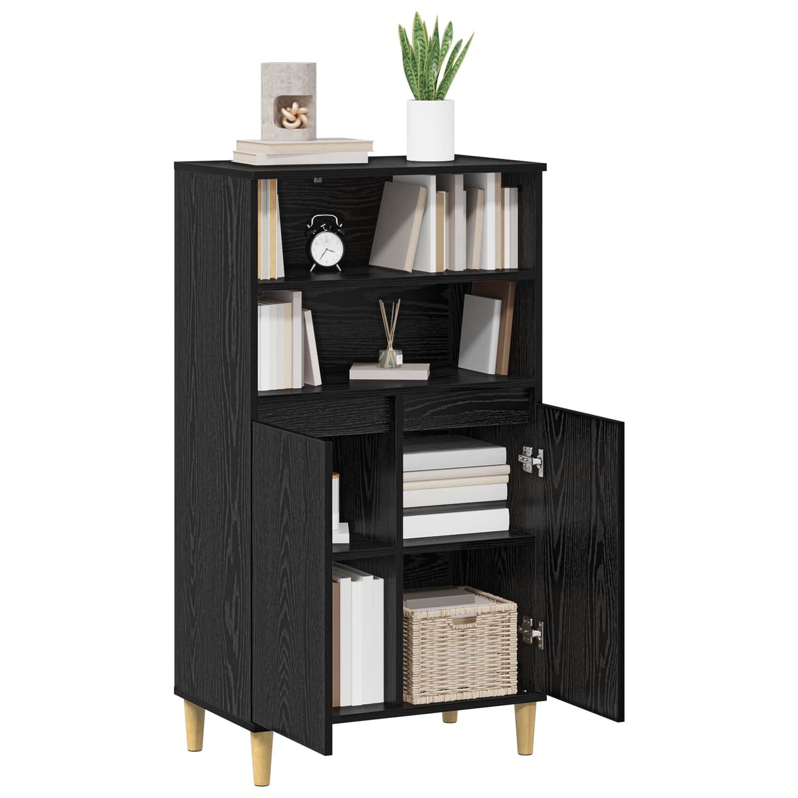 vidaXL Highboard Highboard Schwarz Eichen-Optik 60 x 36 x 110 cm Holzwerkstoff (1 St)