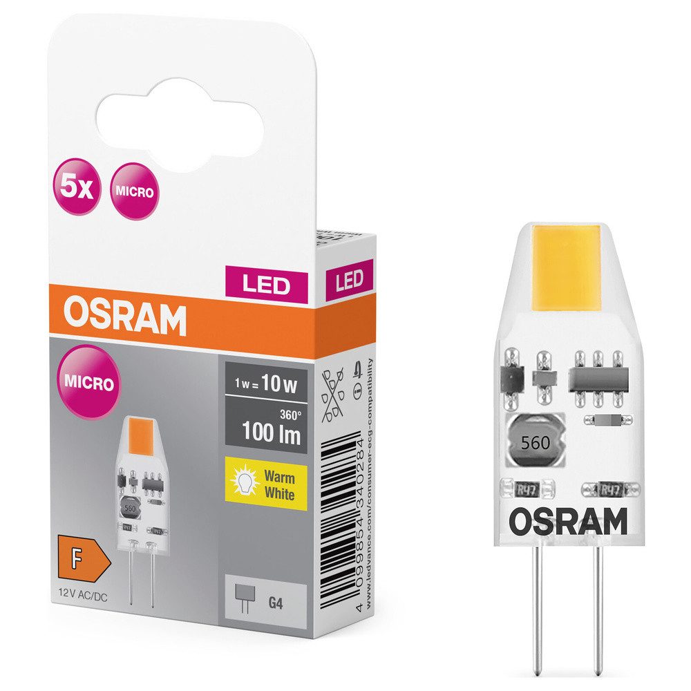 Osram LED-Leuchtmittel OSRAM HOMELIGHTING 4099854340284 LED EEK F (A - G) G4 1 W = 10 W Warm
