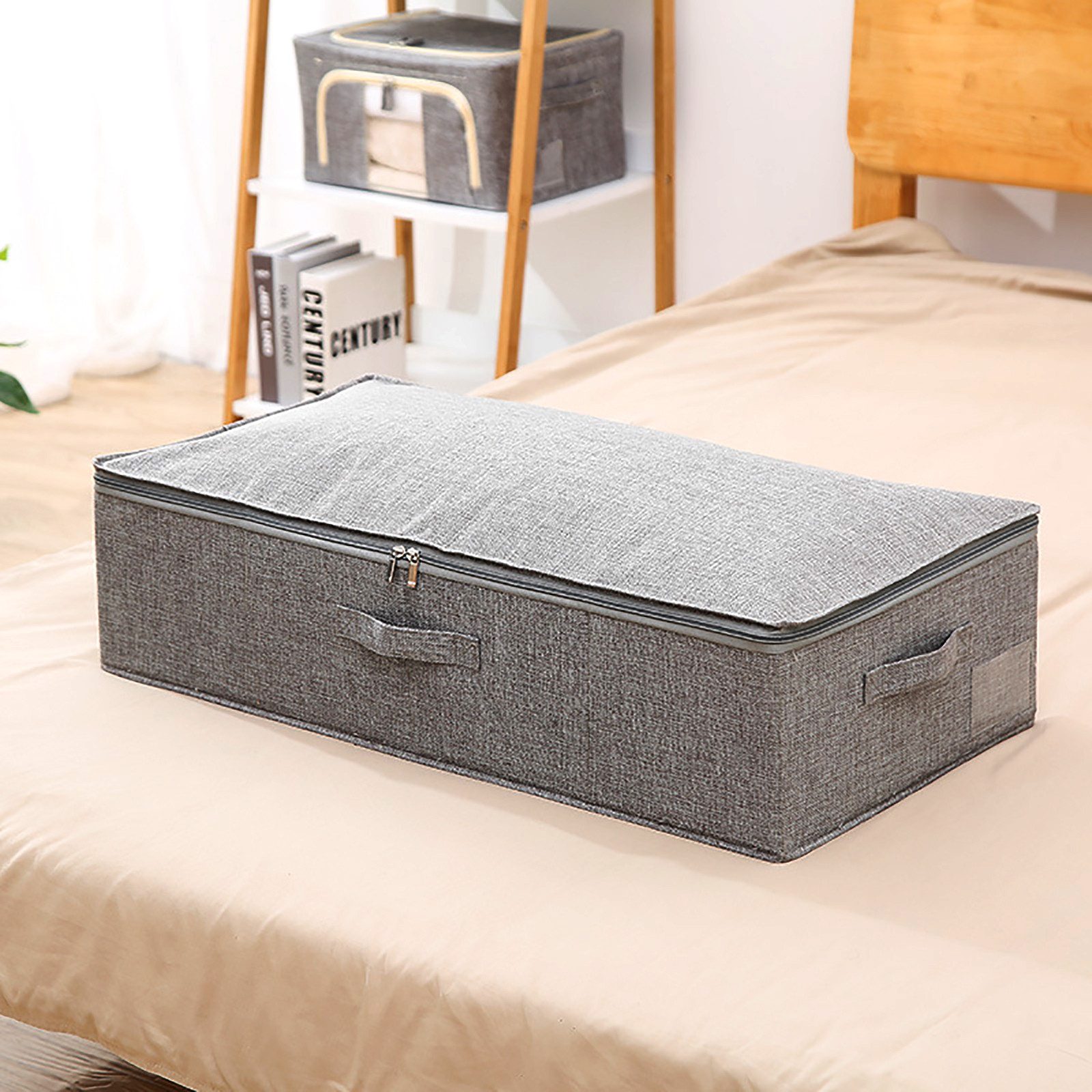 CALIYO Aufbewahrungstasche Zusammenklappbarer Aufbewahrungsboxen Unterbett-Aufbewahrungsbehälter (1-tlg), Dreiseitiger Reißverschluss-Abdeckung-Korb für Decken, Deckbetten usw