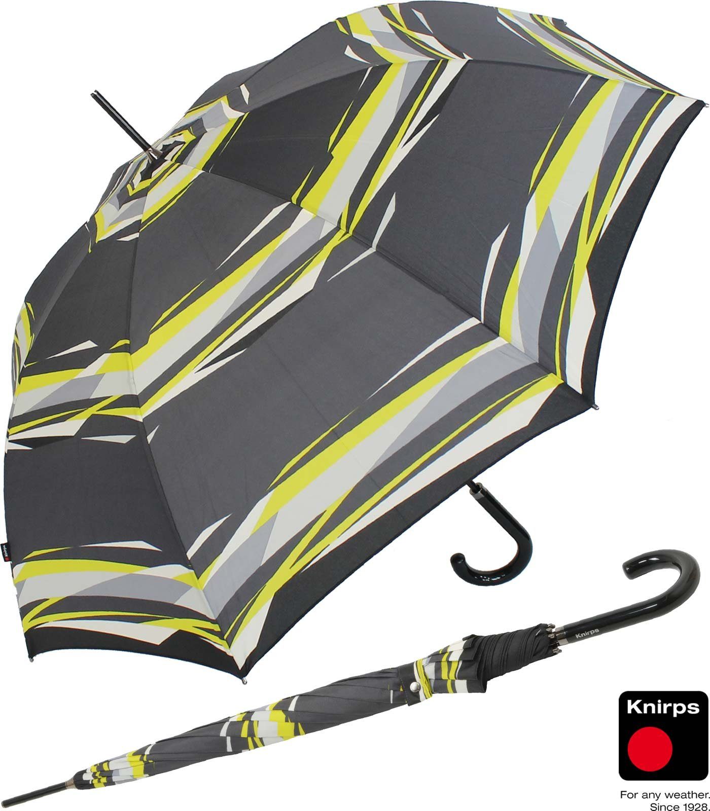 Knirps® Langregenschirm Design Damenschirm mit Automatik - Fog, groß und stabil schwarz-gelb