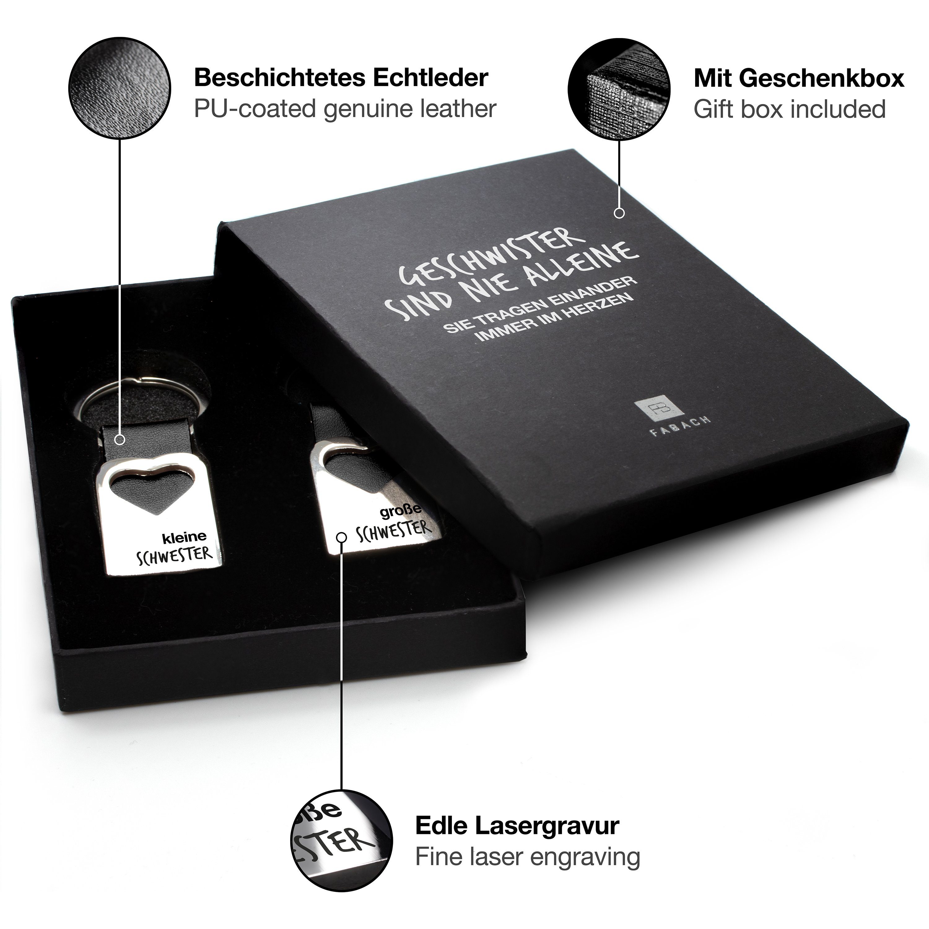 FABACH Schlüsselanhänger Leder mit Herz und Gravur - Glücksbringer Geschenk günstig online kaufen