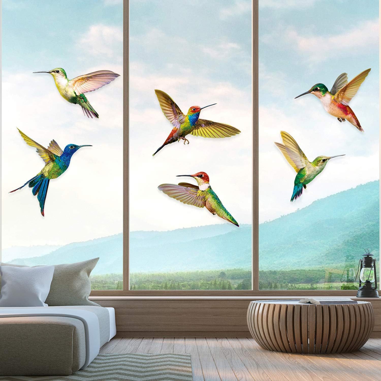 Zyronn Fenstersticker Frühlings-Vogel-Fenstersticker, Schmetterlings- und Kolibri-Fenstersticker