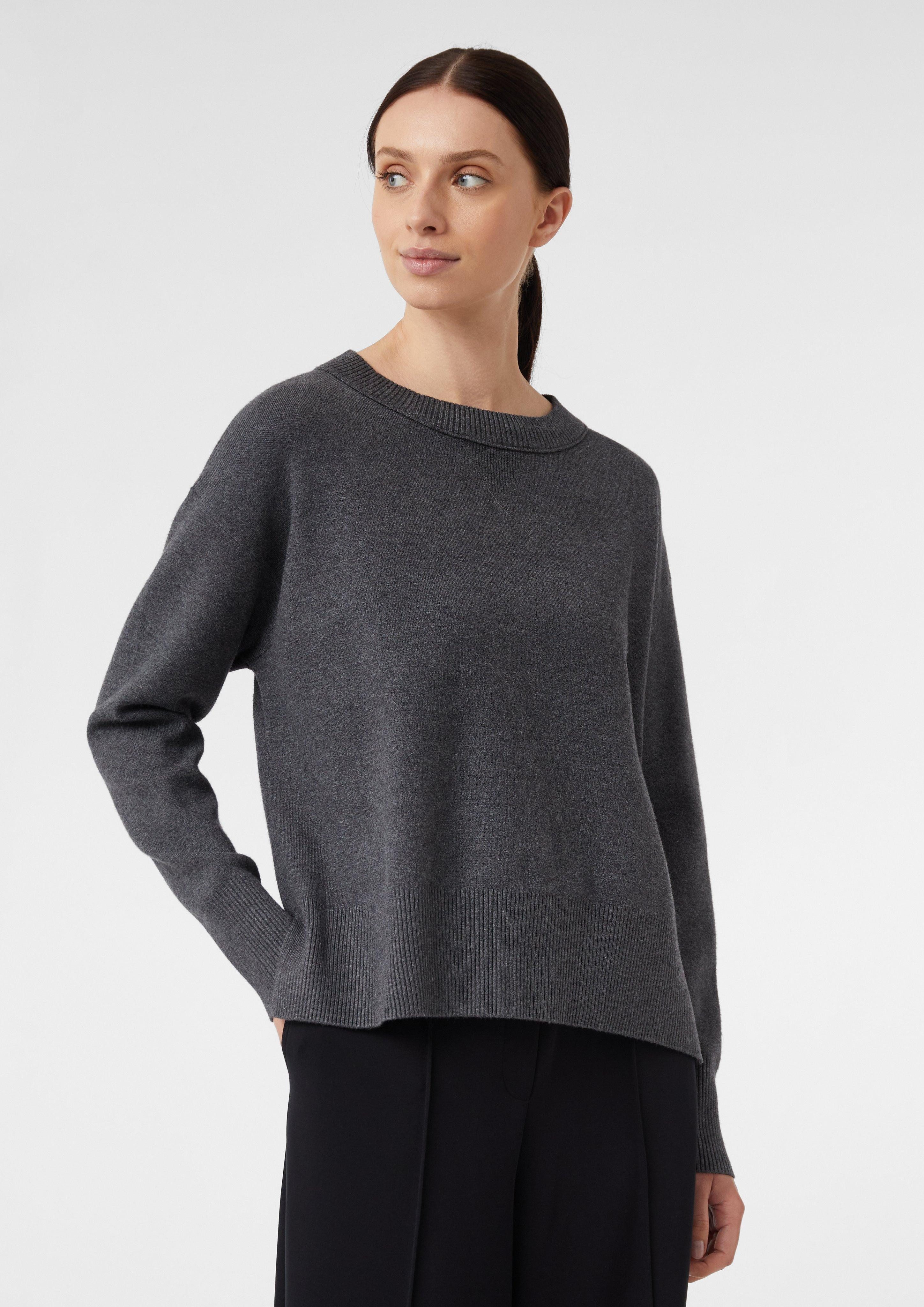 Langarmshirt Bouclé Strickpullover