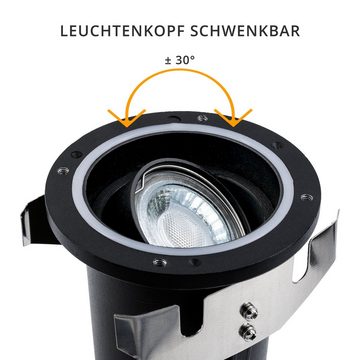 SSC-LUXon LED Gartenstrahler Schwenkbarer LED Bodeneinbaustrahler JUAVI rund IP67 mit LED GU10 3W, Neutralweiß