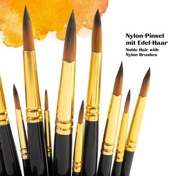 Tritart Pinsel 24-teiliges Pinselset für verschiedene Maltechniken, Synthetisches Pinselset für Acrylfarben - 24-teiliges Set