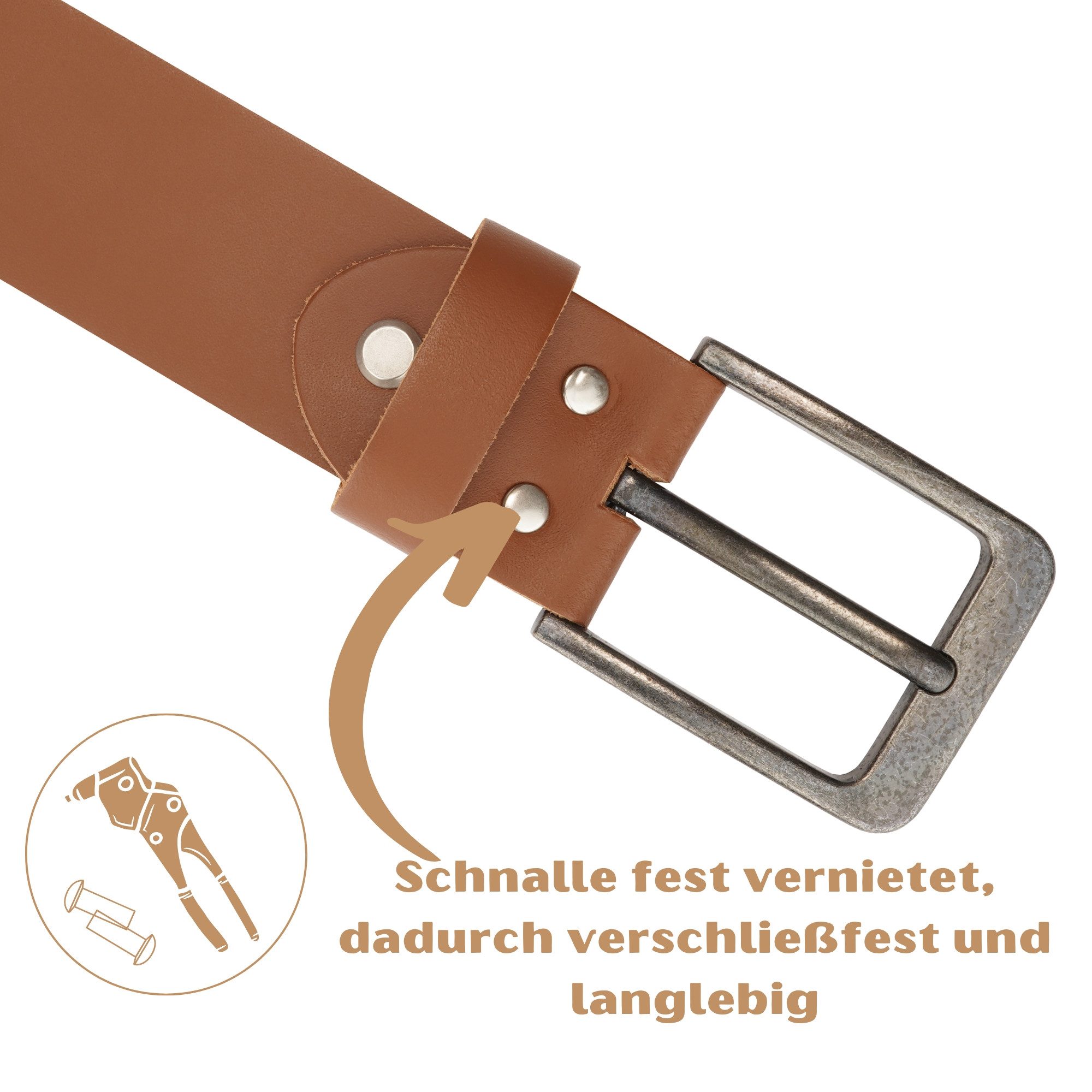 Manza Ledergürtel Gürtel Ledergürtel 4cm breit Echt Leder Jeansgürtel Unisex Kürzbar – Bild 5 von 5