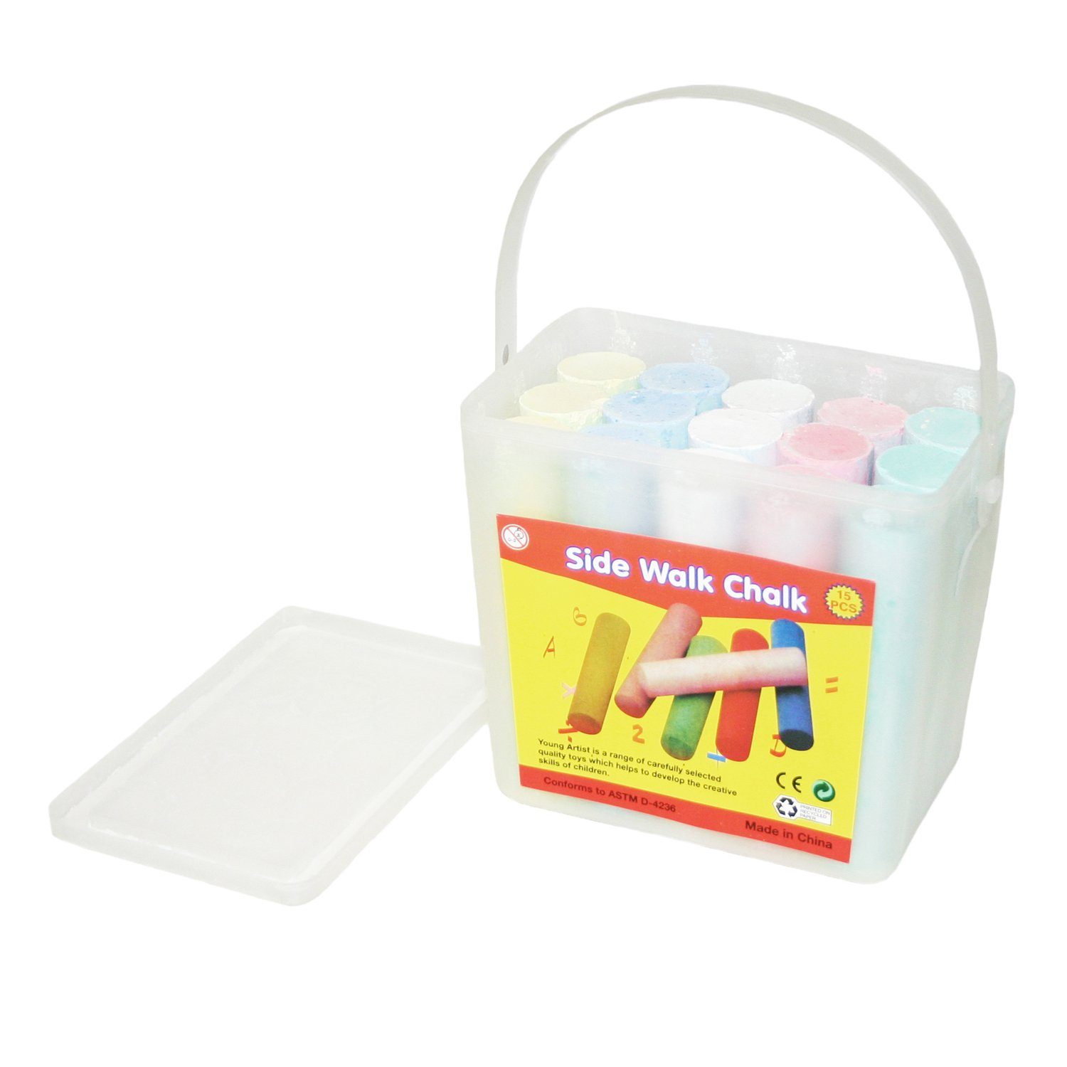 EDUPLAY Bleistift Straßenmalkreide, 5 Farben im mehrfarbig, Set) (15-tlg), mit Behälter Tragegriff, 15-teilig (1