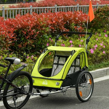 HOMCOM Fahrradkinderanhänger »2-in1 Fahrradanhänger mit Platz für 2 Kinder«
