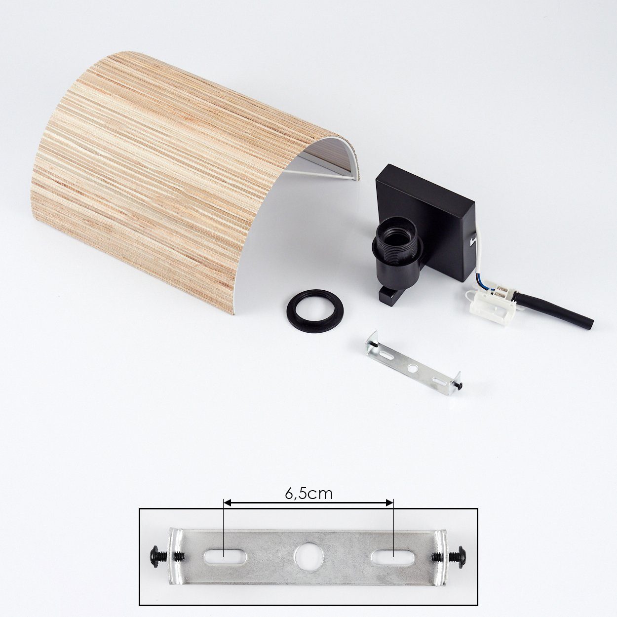 hofstein Wandleuchte »Arenabianca« Wandlampe im Boho-Design, Metall/Seegras, Schwarz/Natur, ohne Leuchtmittel, Wandspot m. rundem Schirm ausSeegras, Up&Down-Eff – Bild 5 von 5