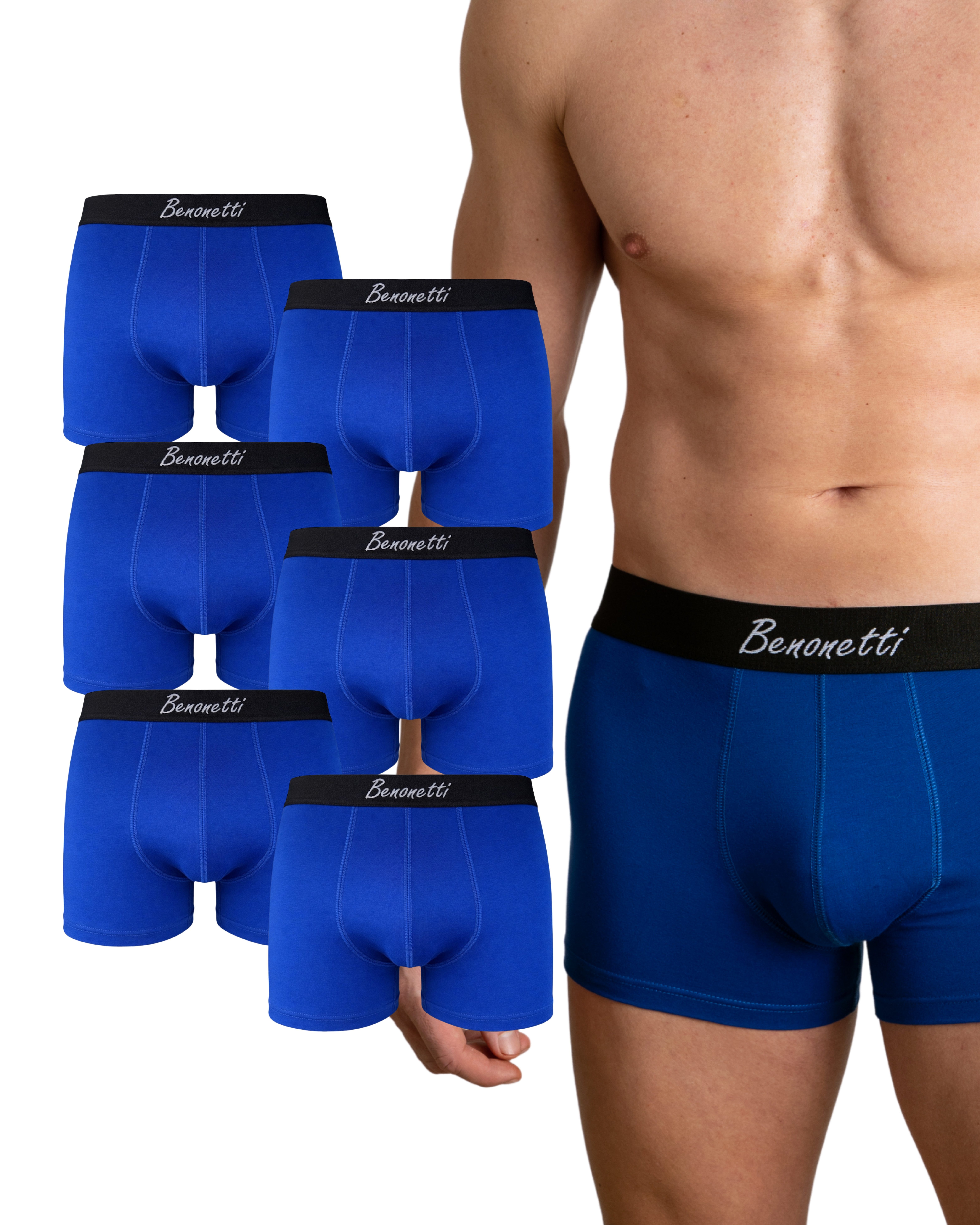 Benonetti Boxershorts 3er & 6er Pack aus Baumwolle mit hoher Tragekomfort (Packung, 6-St., Packung, 6er-Pack) Mit Komfortbund und Logo, ohne kratzenden Zettel