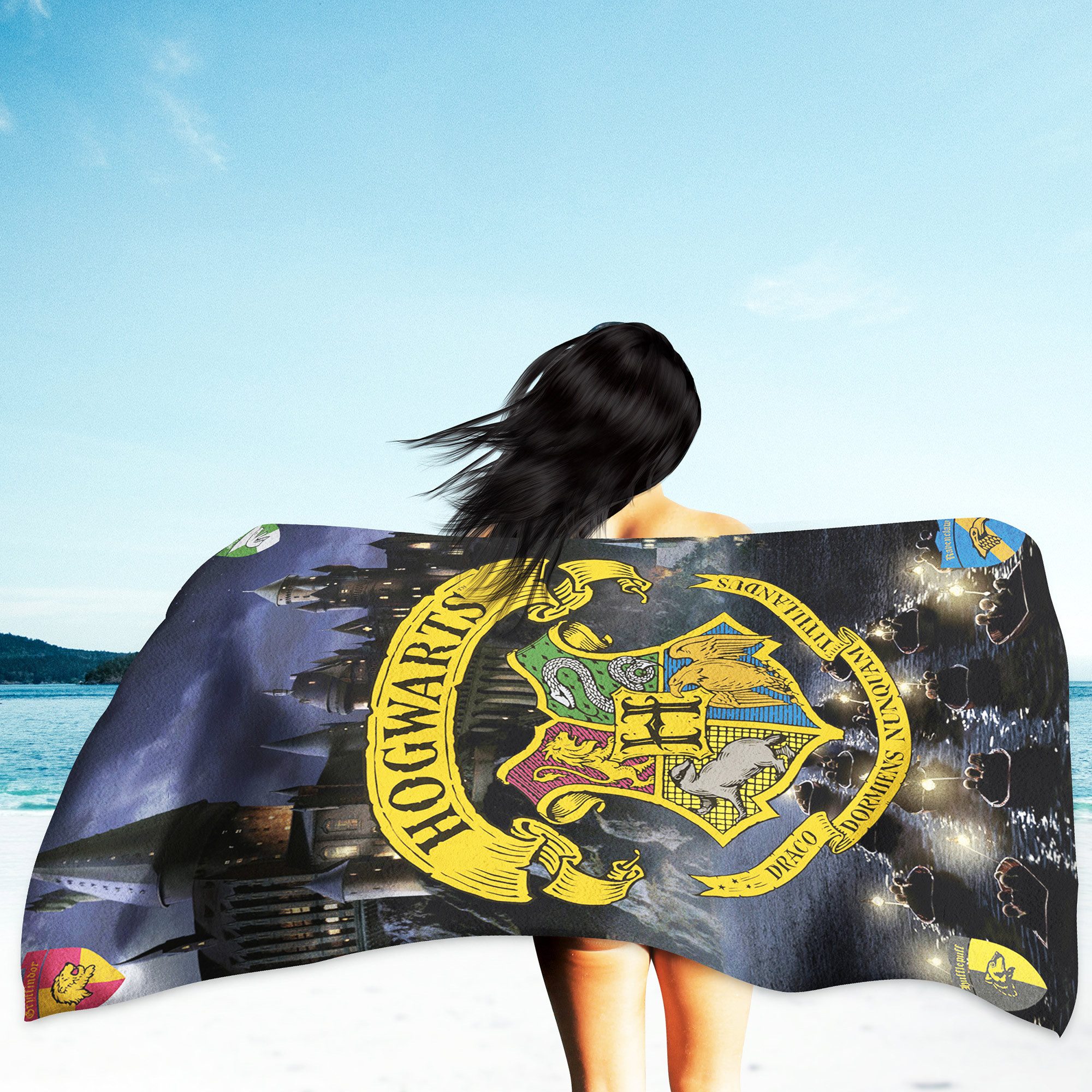 BERONAGE Strandtücher Harry Potter Hogwarts Badetuch 75x150, 100% Baumwolle (1-St), Frottee in Velours-Qualität – Bild 3 von 5