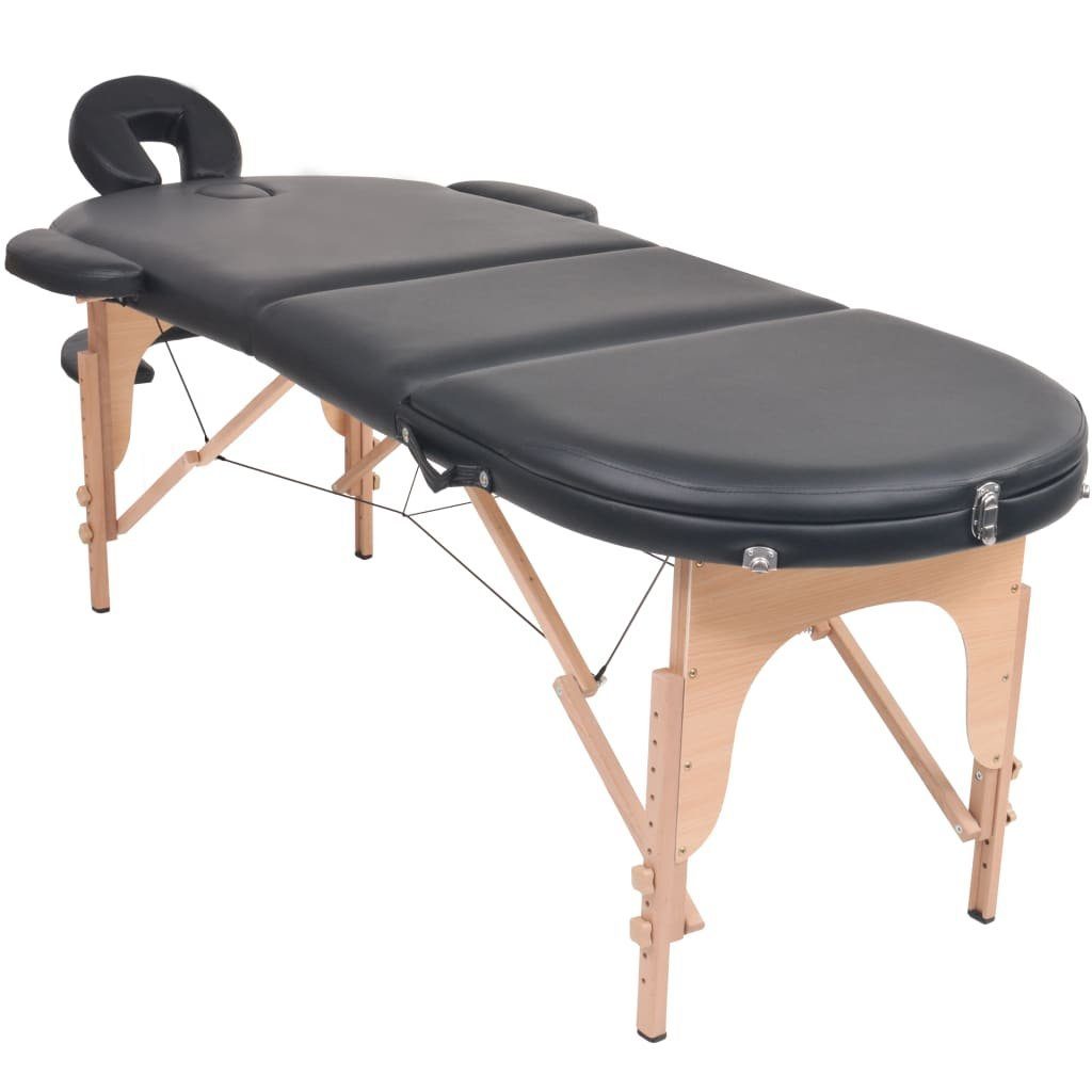 vidaXL Massageliege cm Polsterung 2 Lagerungskissen mit 4 Tragbar Massageliege Schwarz Oval