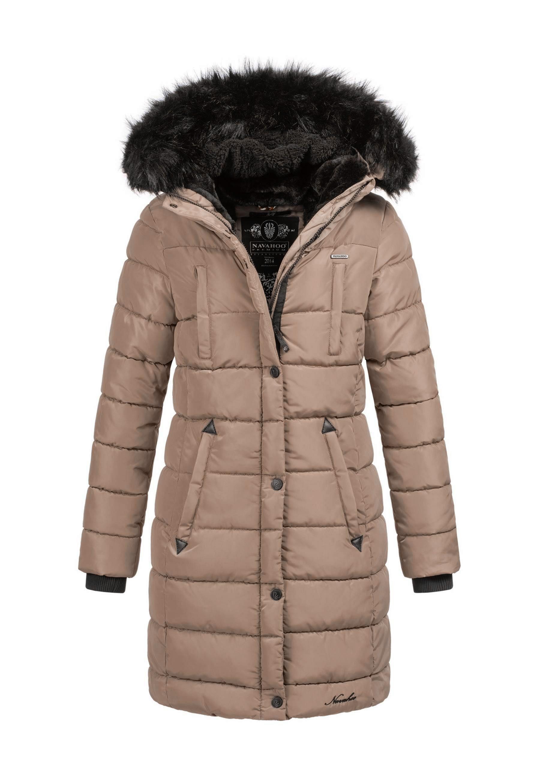 Winterjacke Steppjacke lang mit Kapuze – Warm gefüttert