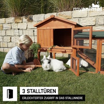 My Animal Kleintierstall »Hasenstall MH-03«, Wetter & Winterfest - Doppelstockhaus - Kiefernholz