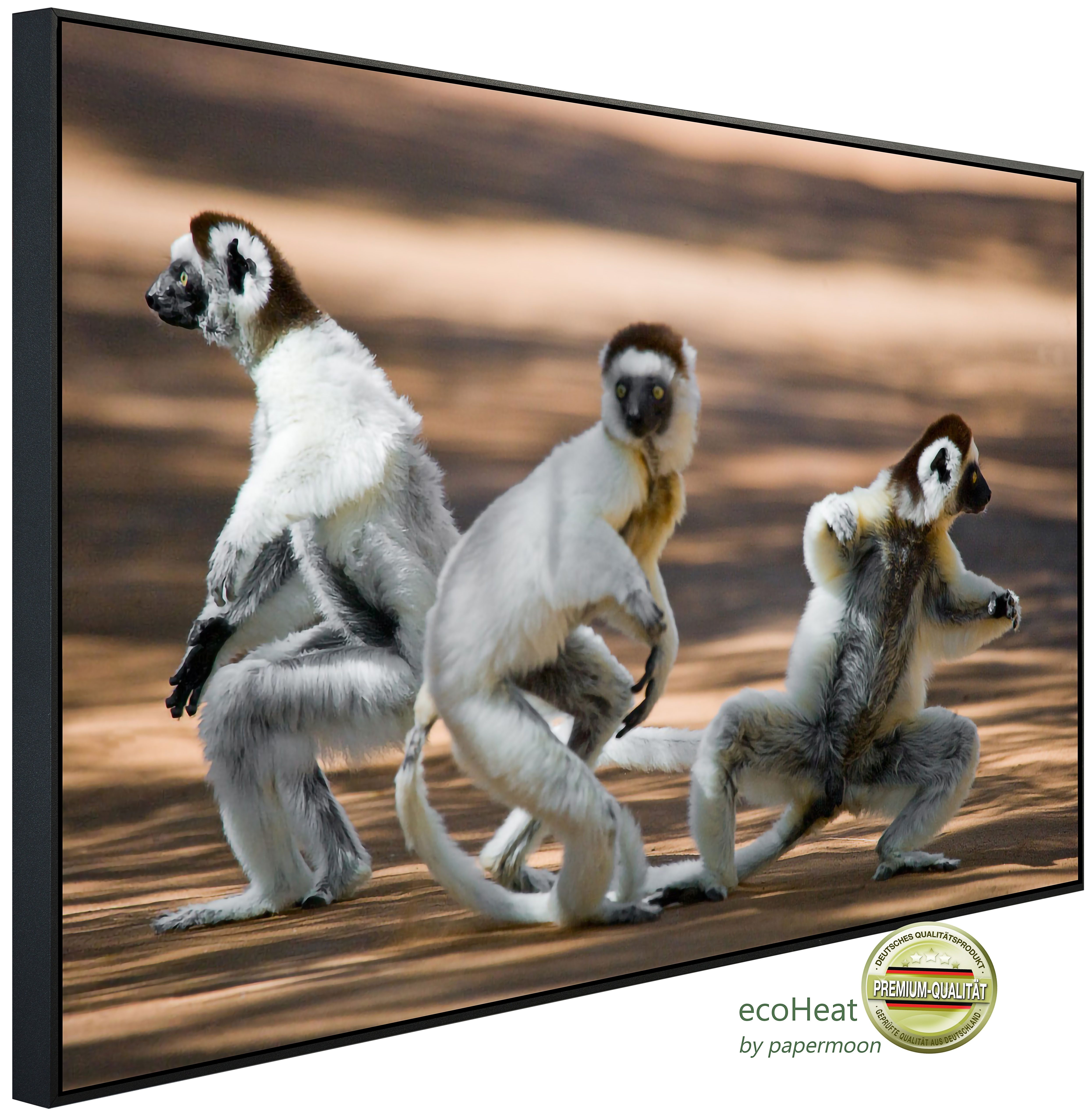 Papermoon Infrarotheizung INFRAROT-BILD-HEIZUNG, Tanzende Sifakas, TÜV-Rheinland/GS zertifiziert, angenehme Strahlungswärme