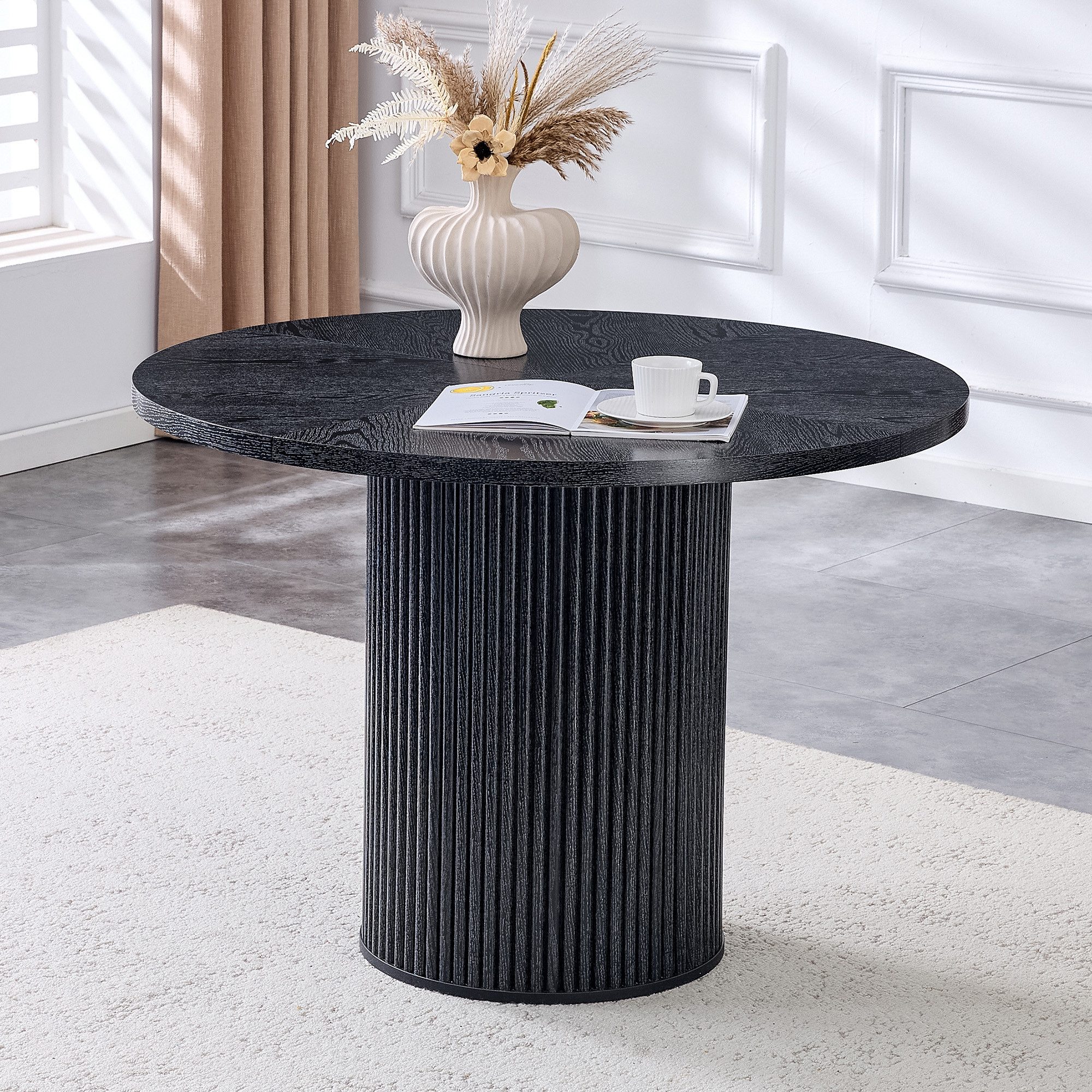 JUFU Esstisch aus MDF, rund ca. 100 cm Ø, Wohnzimmertisch, Couchtisch, Küchentisch (1-St), Modernes Holz-Design für Esszimmer & Küche