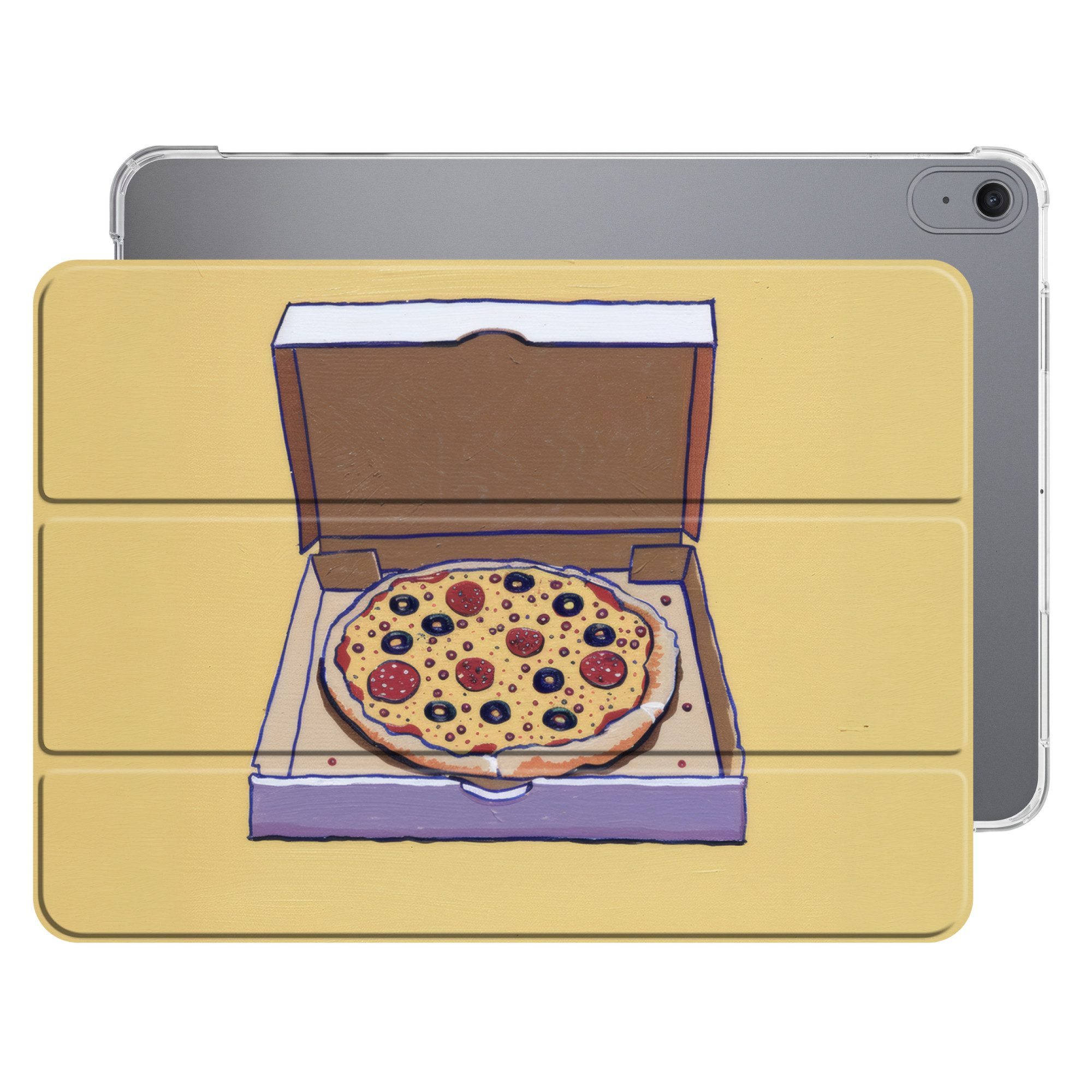 OnlyWow Tablet-Hülle Apple iPad Air (2020) Pizza - Schachtel - Salami - Illustration, Auto-Sleep/Wake-Funktion, Dünn, mit Muster