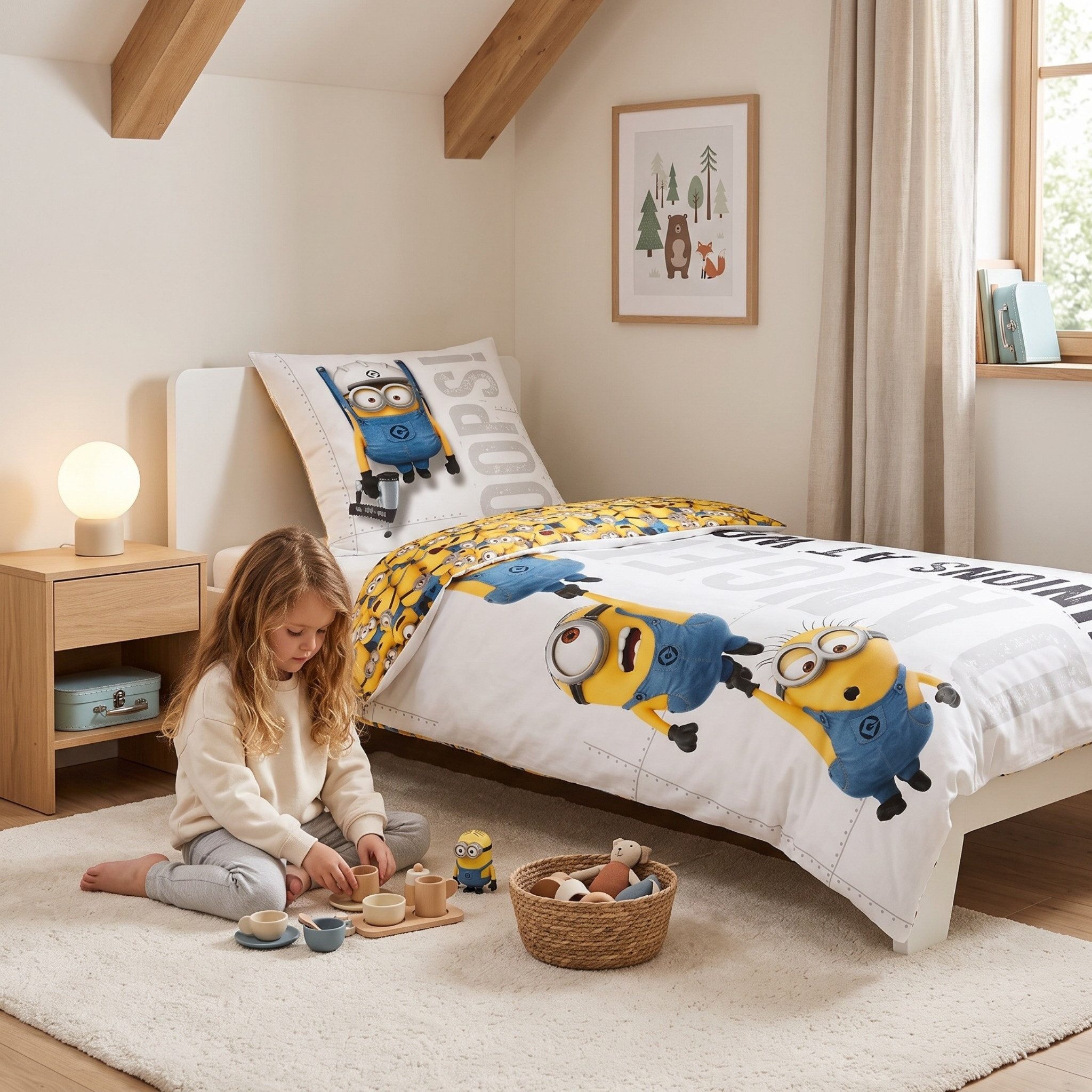 MTOnlinehandel Bettwäsche Minions 135x200 cm, Wendemotiv, Mikrofaser, 2 teilig, Kinderbettwäsche mit Kevin, Stuart und Bob – Bild 3 von 5