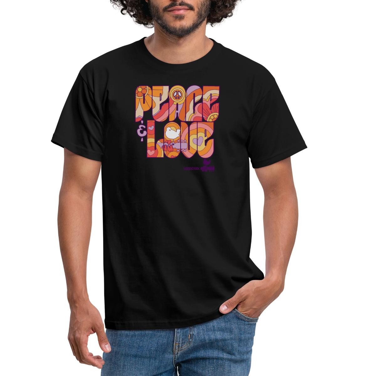 Spreadshirt T-Shirt Woodstock Peace Love Hippie günstig online kaufen