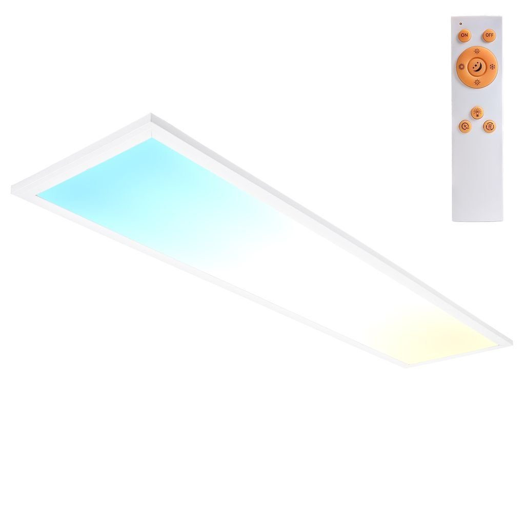 fest inkl weiß integriert, Warmweiß, Deckenleuchte Backlight Neutralweiß, Kaltweiß, warmweiß-kaltweiß LED 3300lm inkl cct, Panel-Deckenlampe 119,5x29,5cm Fernbedienung B.K.Licht - 3000-6500K BKL1496, dimmbar LED CCT Dimmfunktion, 36W