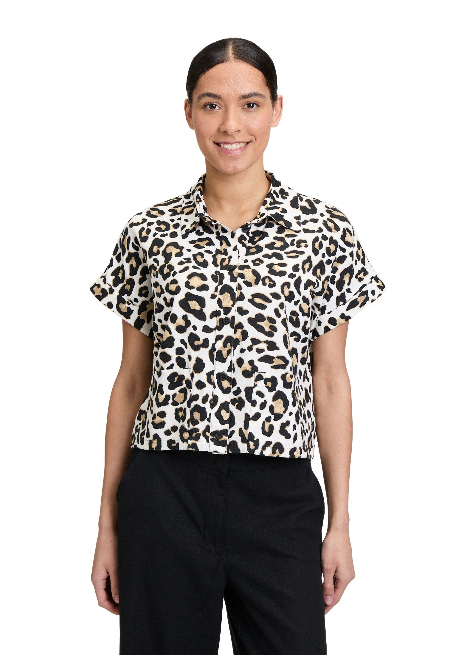 Kurzarmbluse Betty Barclay Leinenbluse mit Kragen