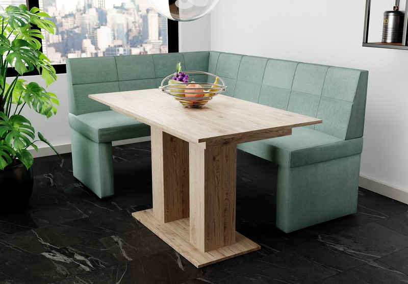 Fun Möbel Eckbankgruppe Eckbankgruppe „BLAKE XL“ Размер 196x142cm mit Tisch Sonoma, ausziehbarer Tisch