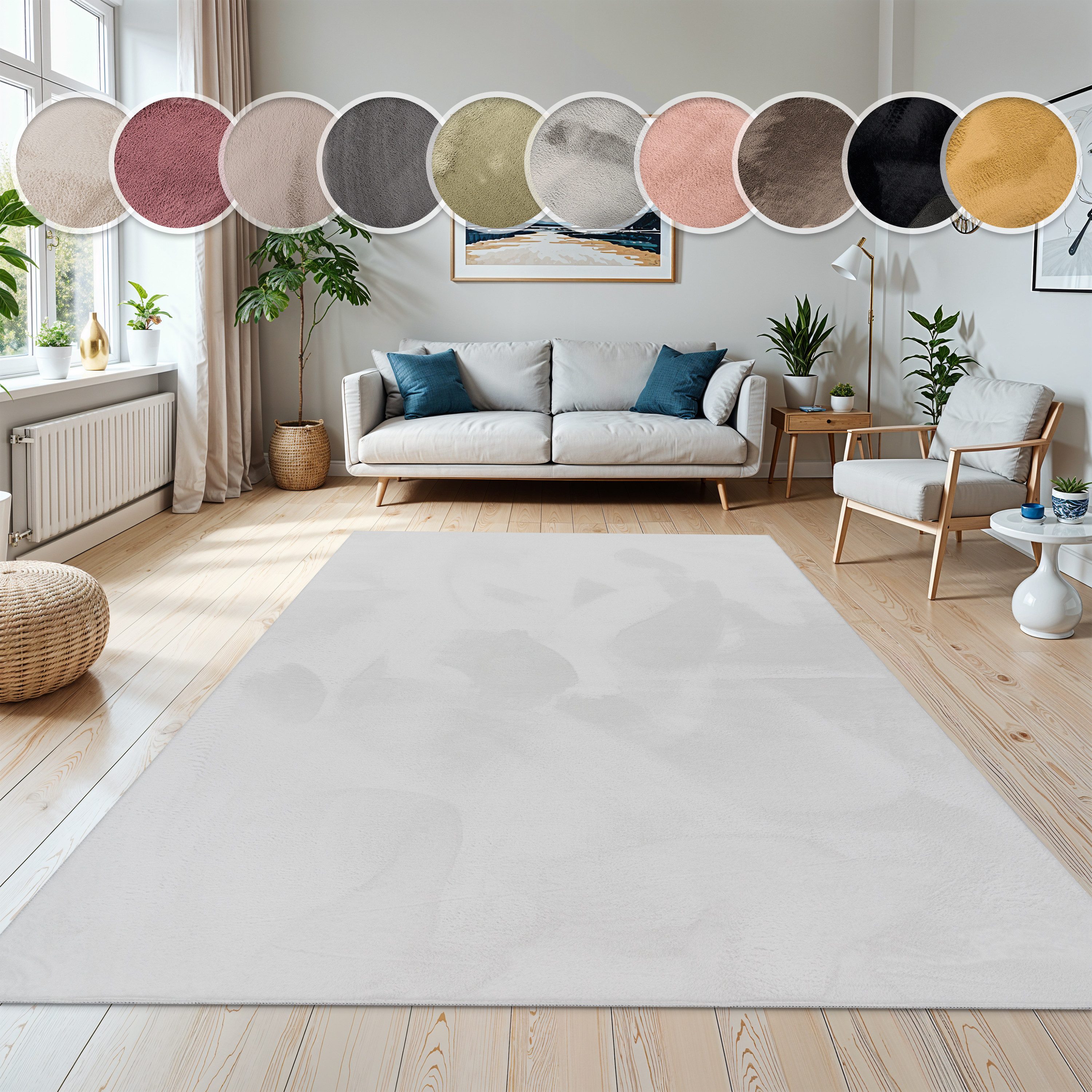 Paco Home Fellteppich Kunstfell Soft 380, rechteckig, Höhe: 14 mm, Langflor, Kuschelteppich - besonders weich, Uni-Farben