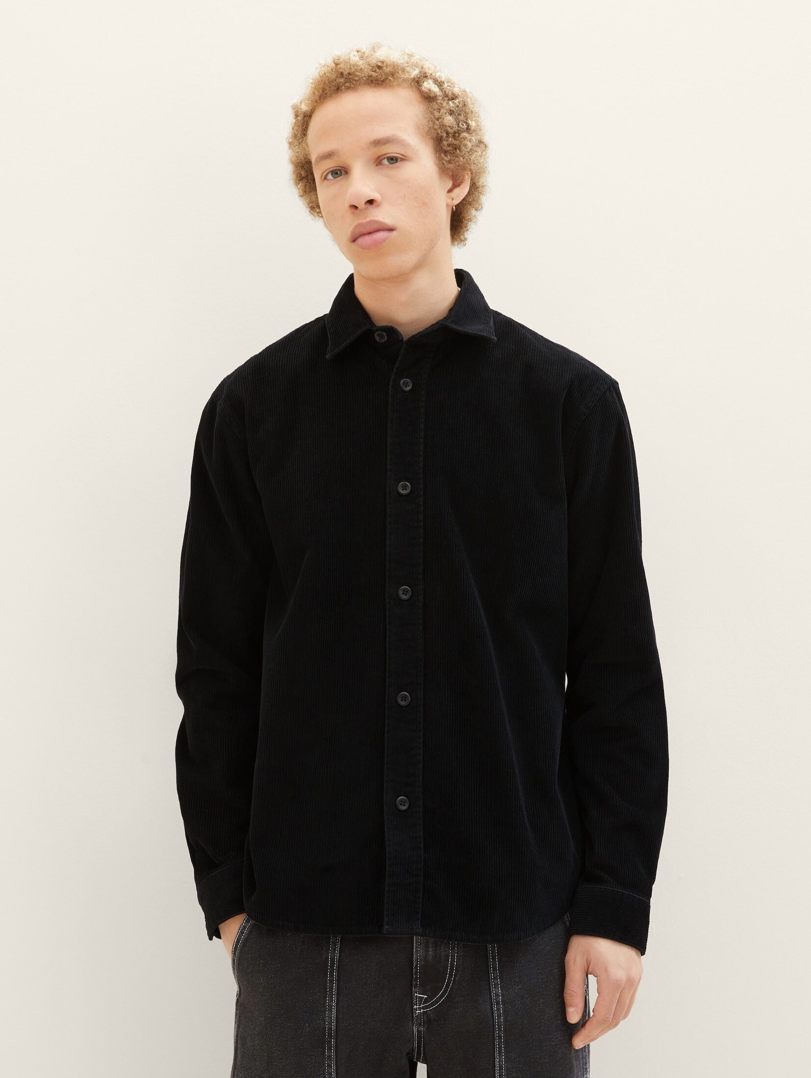 TOM TAILOR Denim Langarmhemd Cordhemd Black | Hemden