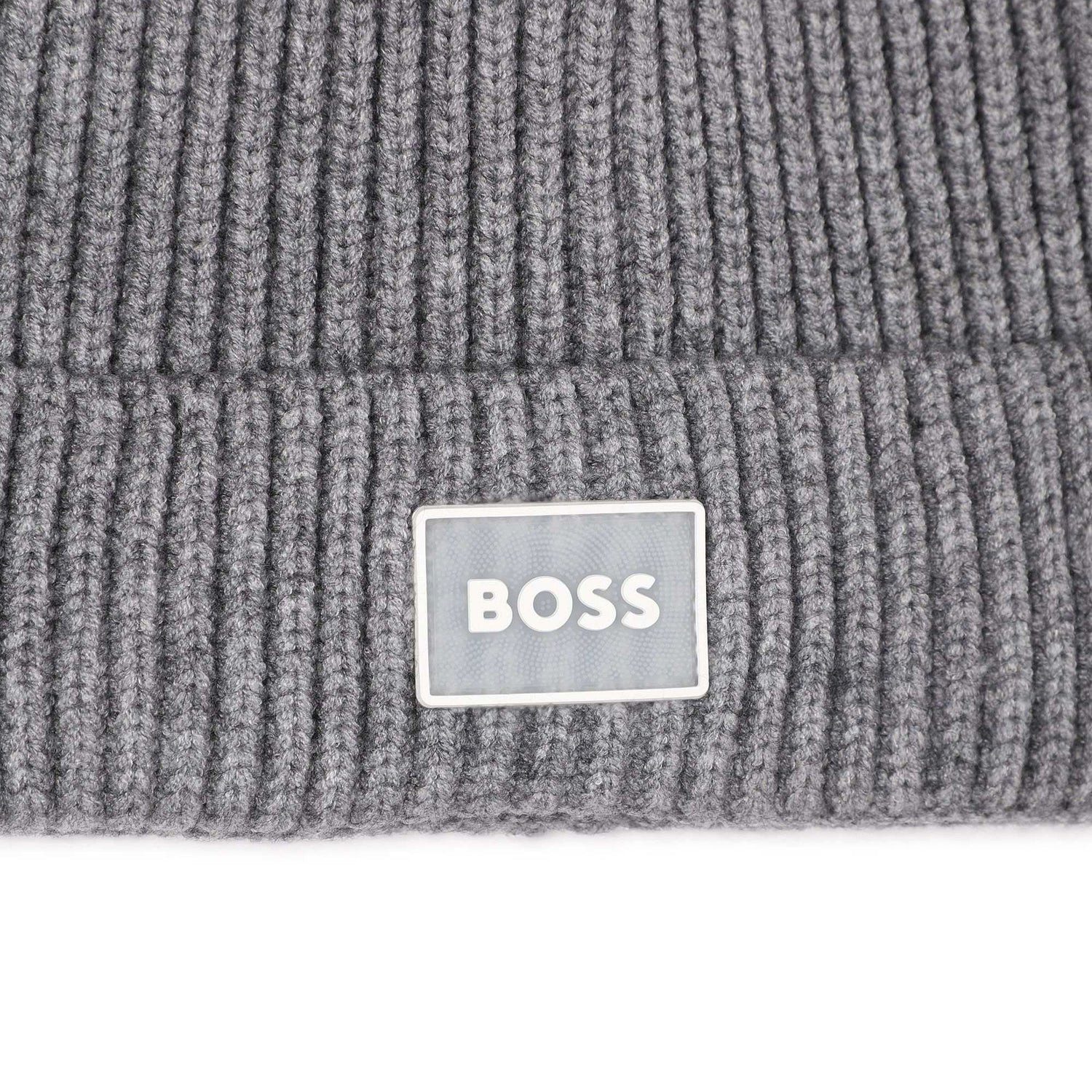 Boss Kidswear Strickmütze BOSS Kidswear Strickmütze mit Logo-Abzeichen warm & weich in Grau
