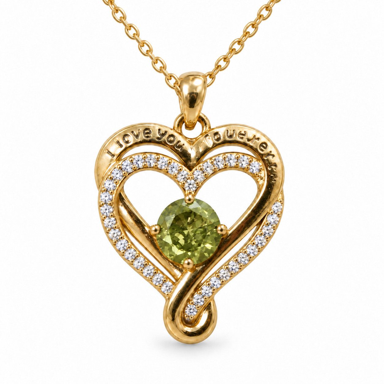 RAIKOU Herzkette aus 925 Sterling Silber mit funkelndem Zirkonia, Liebesanhänger, mit Gravur „I love you forever & always“