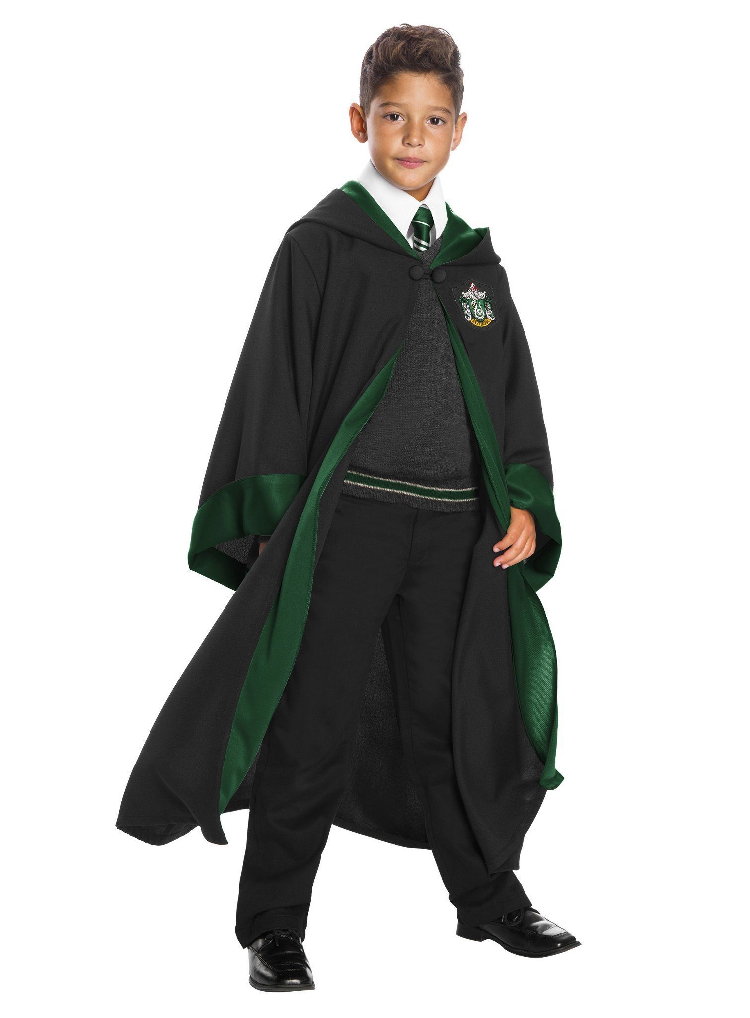 Charades Zauberer-Kostüm Harry Potter Slytherin Premium, Hochwertiges Harry Potter Cosplay-Kostüm für Hogwarts-Zauberschüler