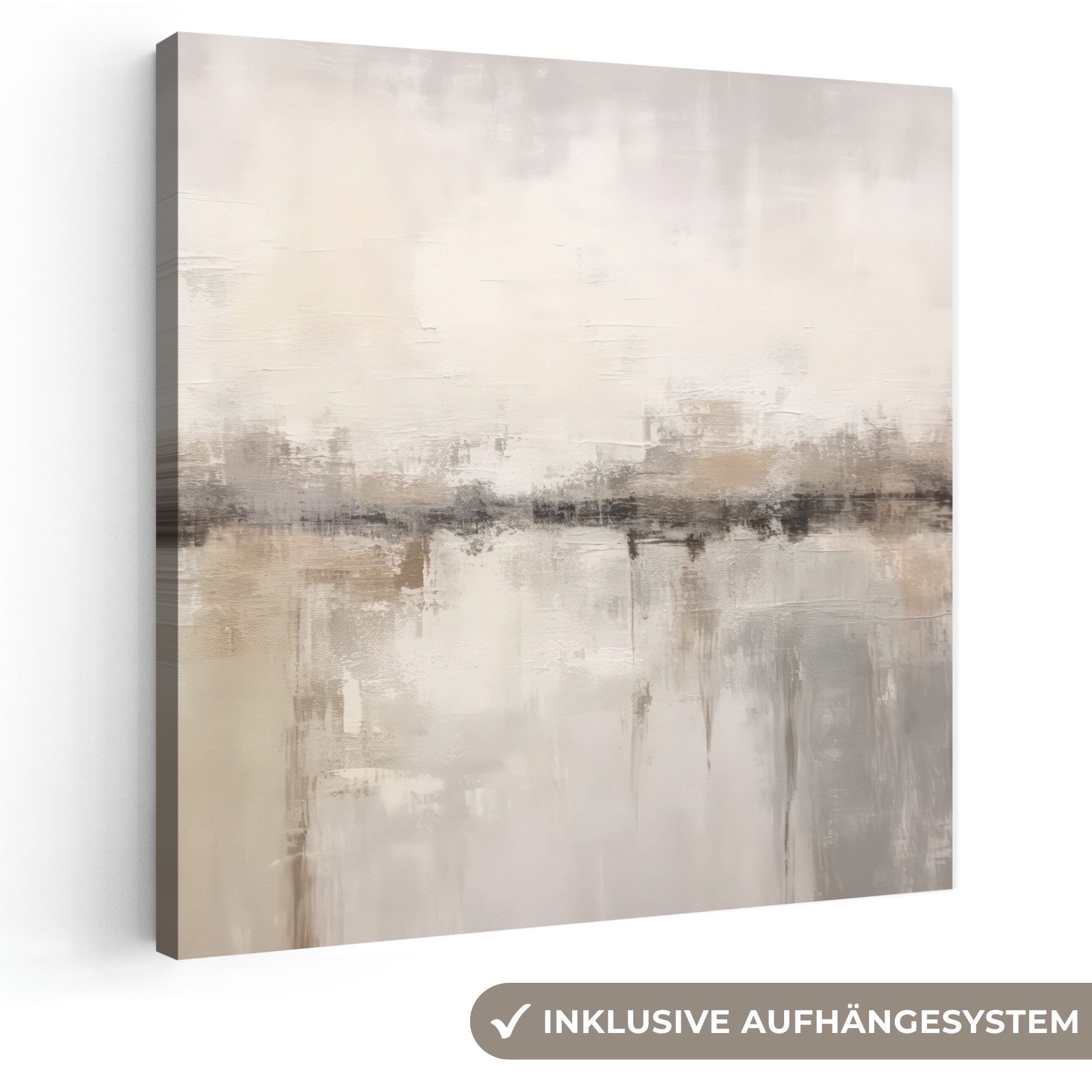 OneMillionCanvasses® Leinwandbild Moderne Kunst - Abstrakt - Beige, Fotodruck (1 St), Wandbild, Deko Schlafzimmer Wohnzimmer Flur 20x20 cm