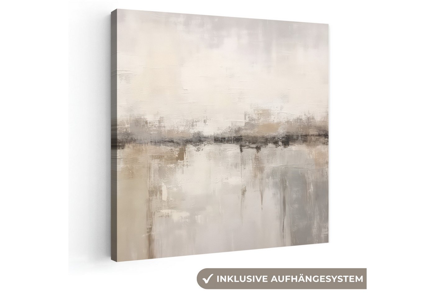 OneMillionCanvasses® Leinwandbild Moderne Kunst - Abstrakt - Beige, Fotodruck (1 St), Wandbild, Deko Schlafzimmer Wohnzimmer Flur 20x20 cm