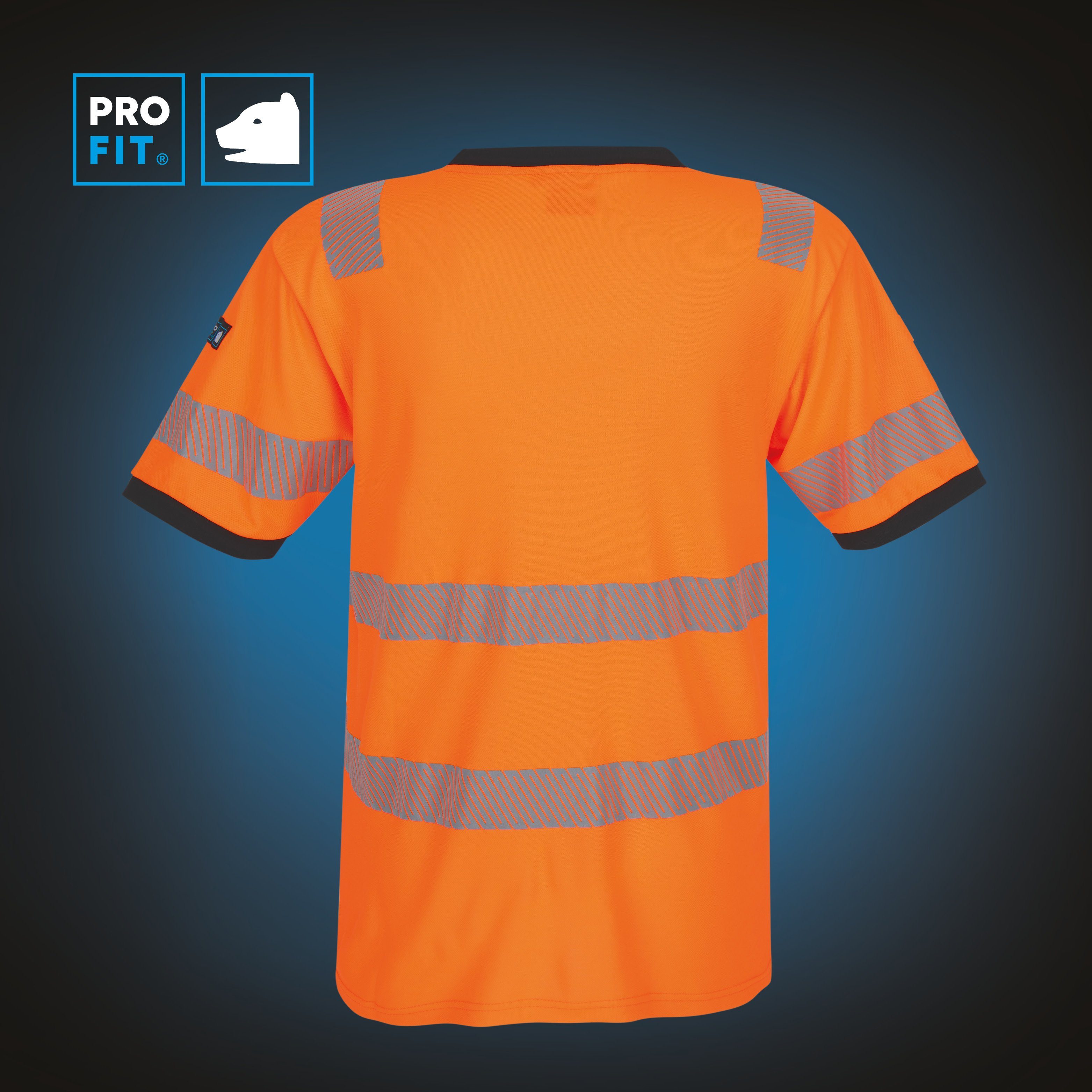 PRO FIT T-Shirt Warnschutz, Arbeits-Shirt, Warnshirt - Neonorange (1, Stück) Atmungsaktiv, Reflexstreifen, UV-Schutz, Allergiker geeignet, Unisex