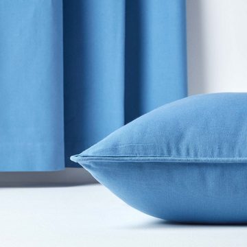 Kissenhülle Blauer Kissenbezug aus Baumwolle, 30 x 30 cm, Homescapes