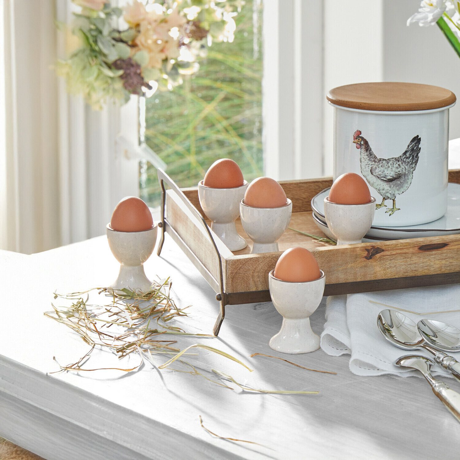 Mirabeau Geschirr-Set Eierbecher 6er Set Biarré weiß, Steinzeug, none – Bild 3 von 3