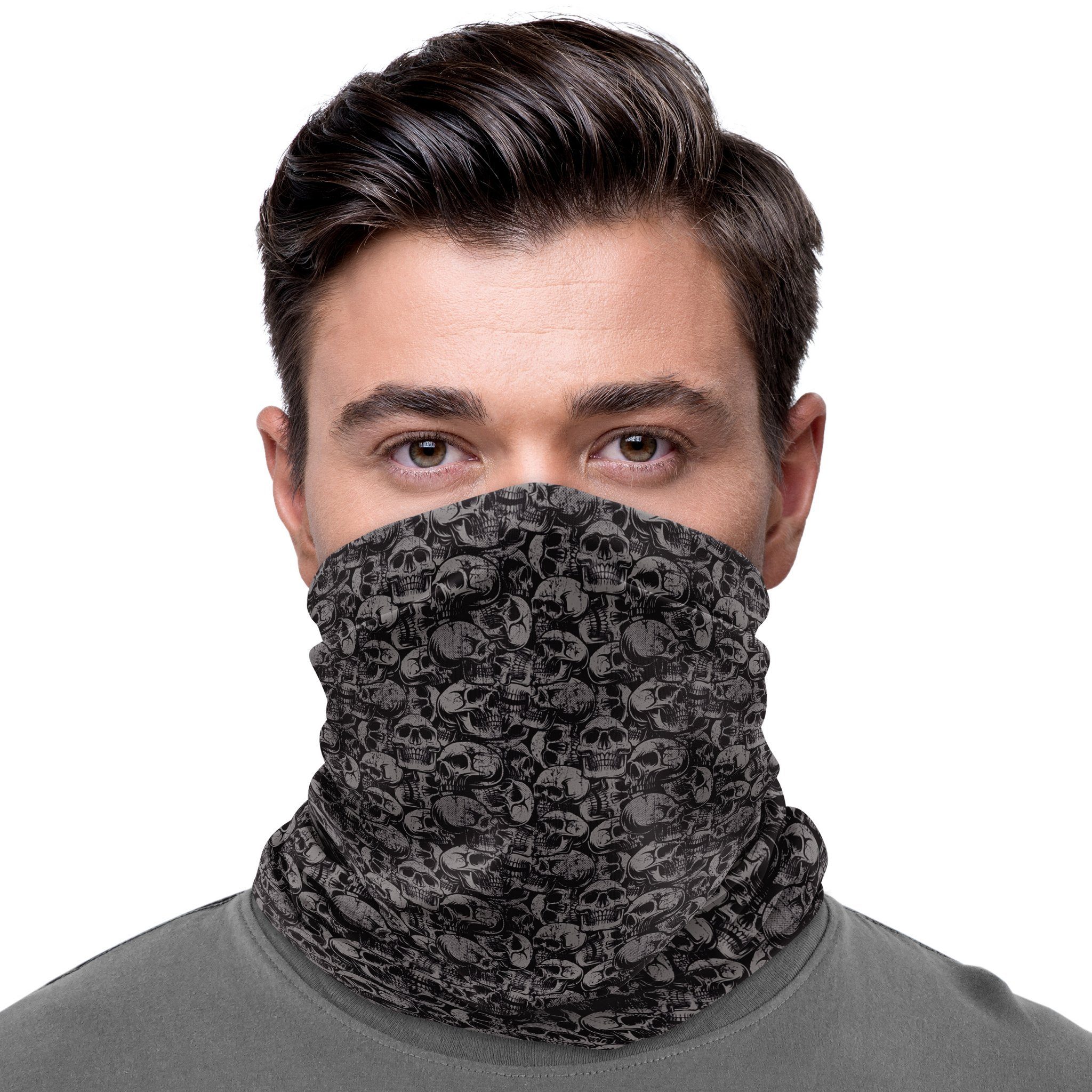 Maskworld Verkleidungsmaske Schlauchschal Schädel, Elastisches Halstuch für alle Gelegenheiten