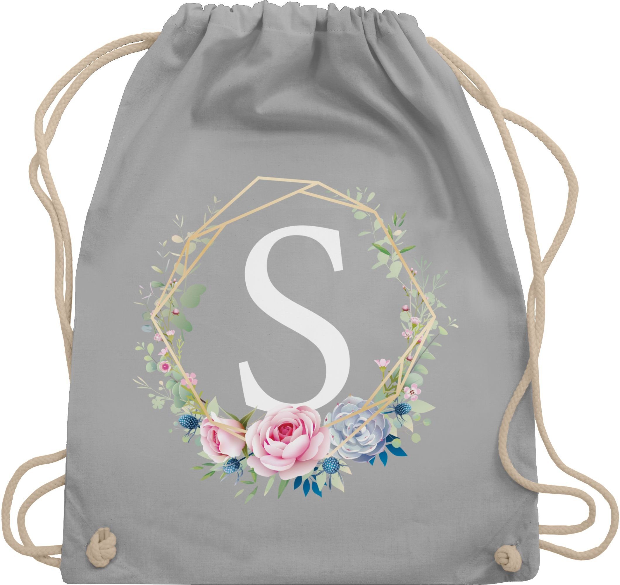 Shirtracer Turnbeutel Blumenkranz mit Buchstabe S, günstig online kaufen