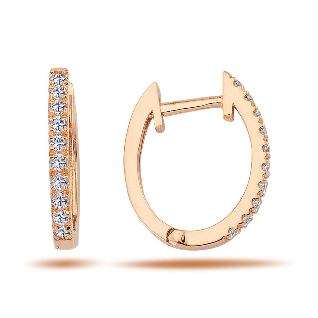 Ohrring-Set Oval Creolen Diamanten Brillant-Schliff Ohrringe 14 Karat Rotgold