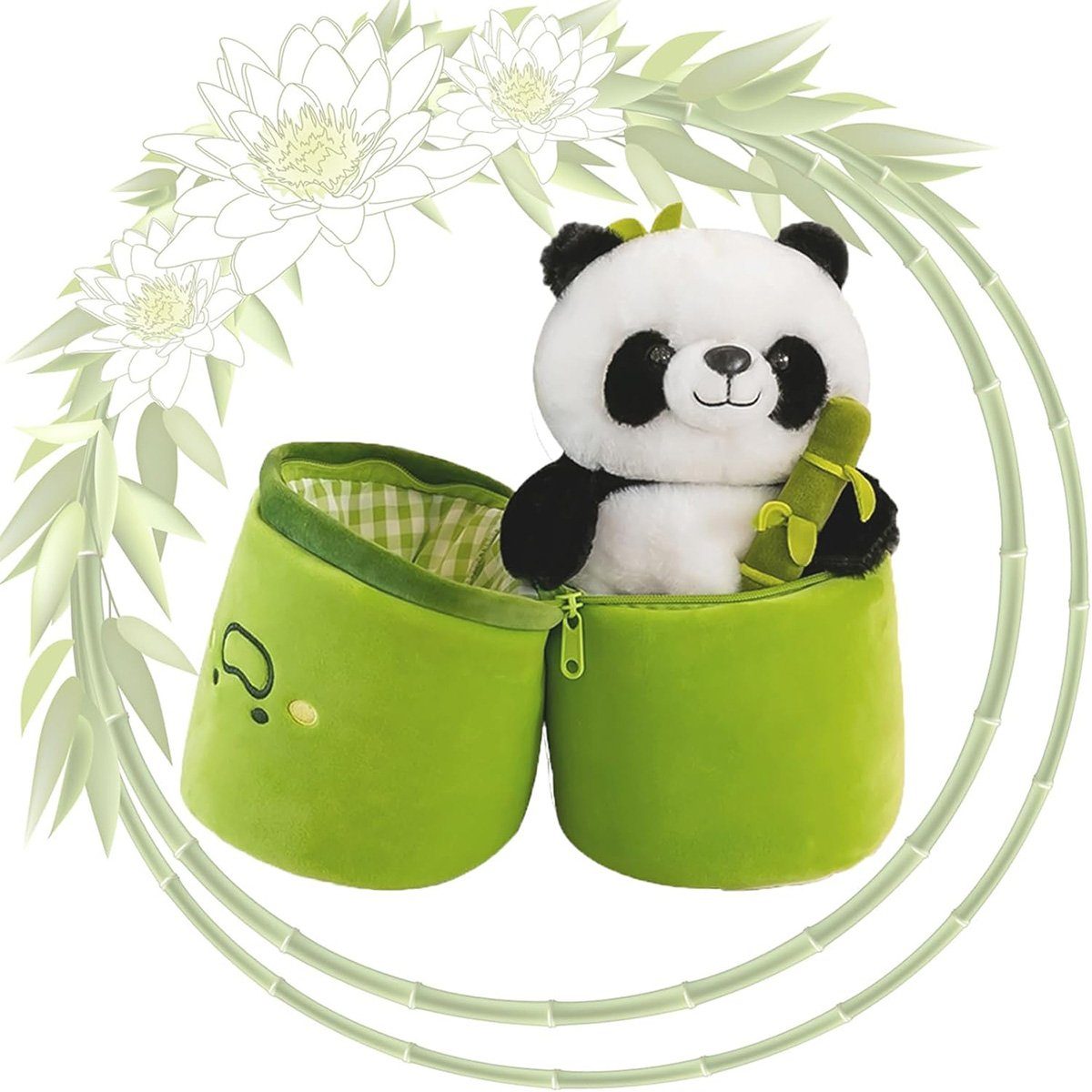 götäzer Fellkissen Plüschspielzeug aus Bambus, Weiches Plüsch-Bambus-Panda-Kissen