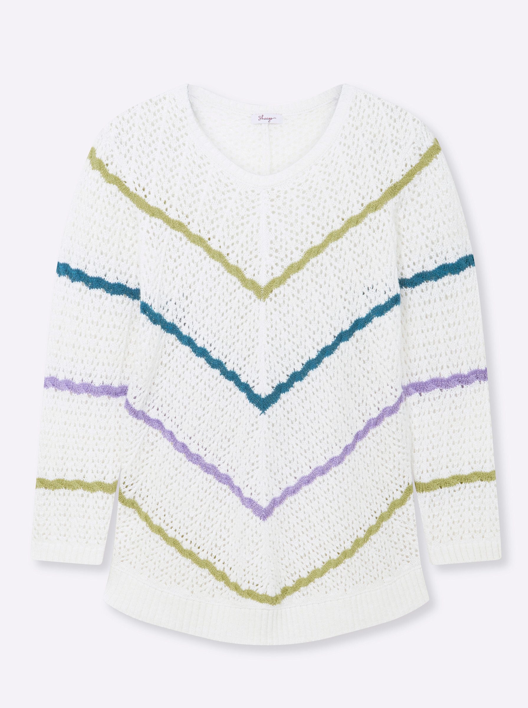 Sheego Strickpullover Pullover Langarm Ajour, Zopfmuster