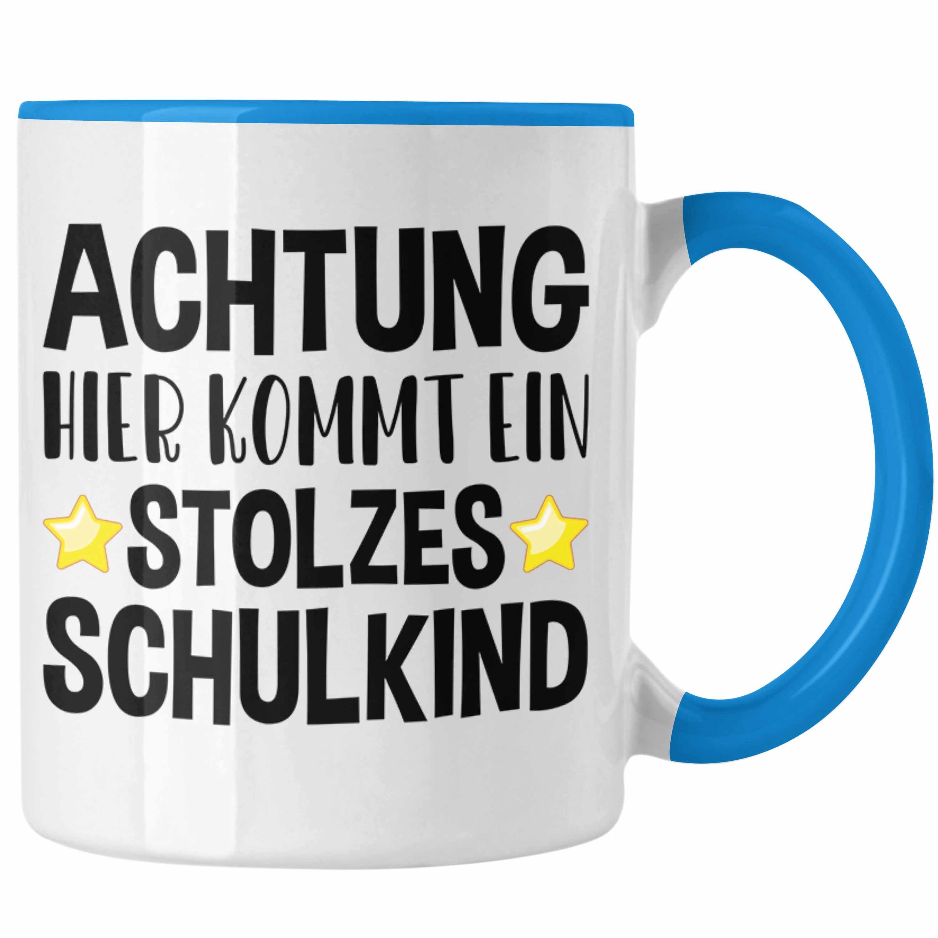 Trendation Tasse Trendation - Einschulung Junge Mädchen Geschenk Schultüte Füllung Tasse Schulstart 1. Schultag Schuleinführung Schulanfang Geschenkidee 2022 Schulkind Lustig Blau