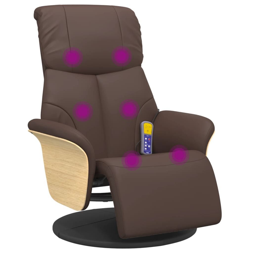 vidaXL Sessel Massagesessel mit Fußteil Braun Kunstleder (1-St)