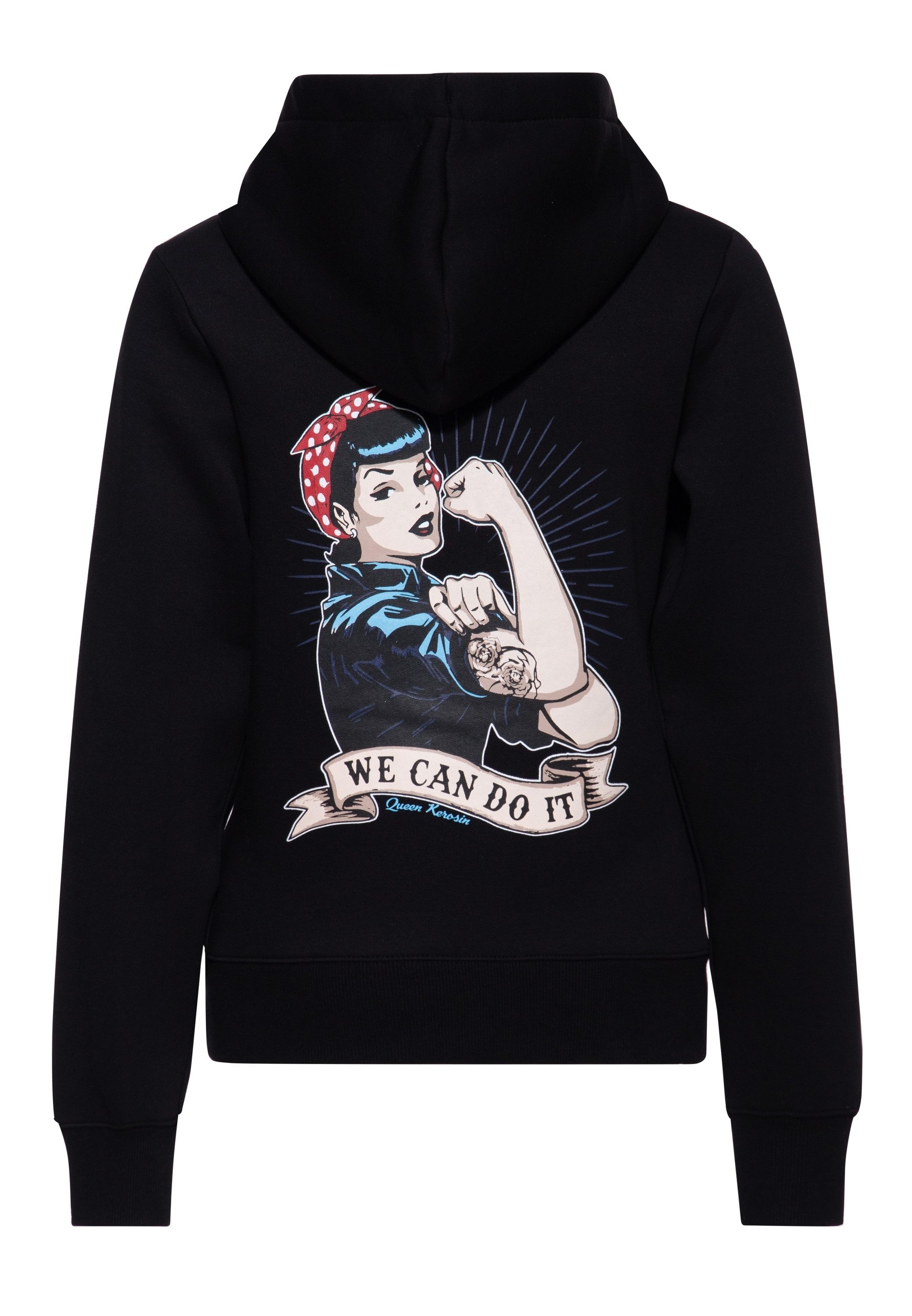 QueenKerosin Kapuzenpullover We Can Do it (1-tlg) mit plakativem Rückenprint