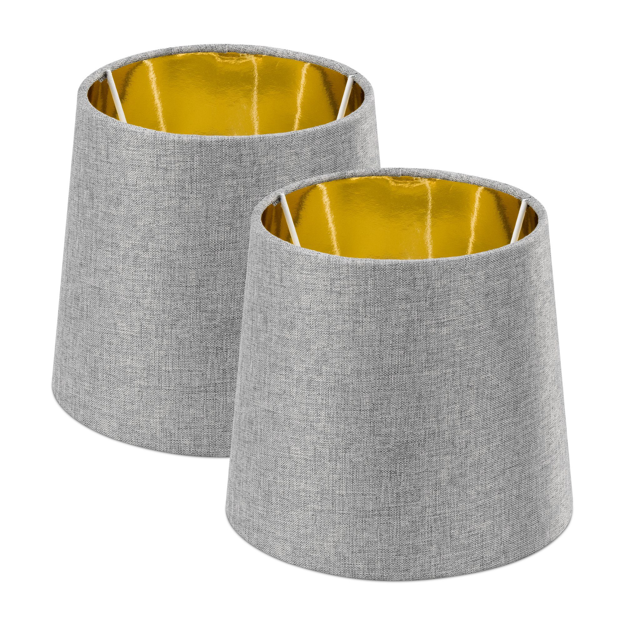Navaris Лампыschirm 2x Лампыschirm Tischlampe E14 rund - 15,2cm - Grau Gold