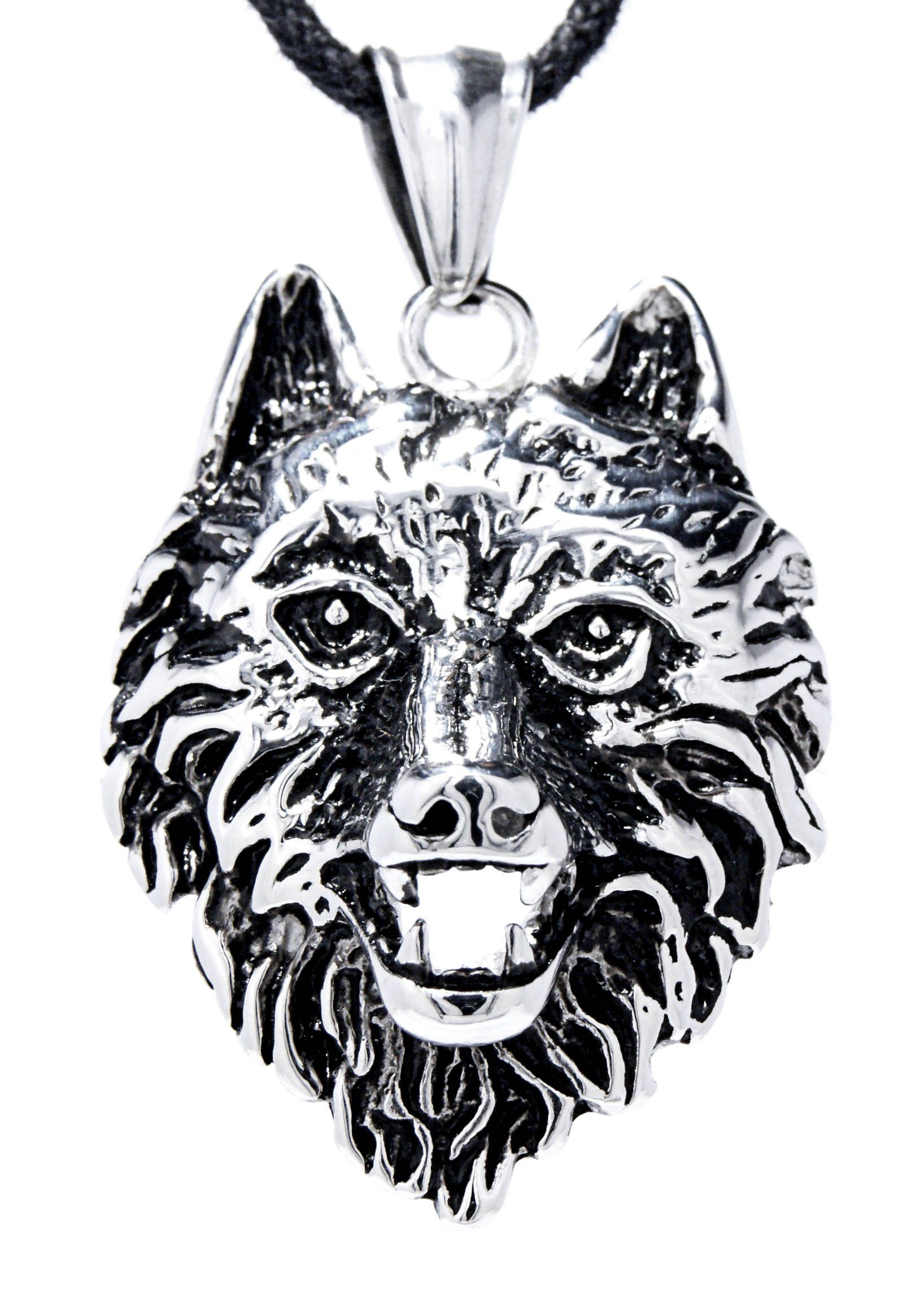 Wolfskopf Anhänger Ketten of aus Kopf Kettenanhänger Wolf Edelstahl Leather Kiss