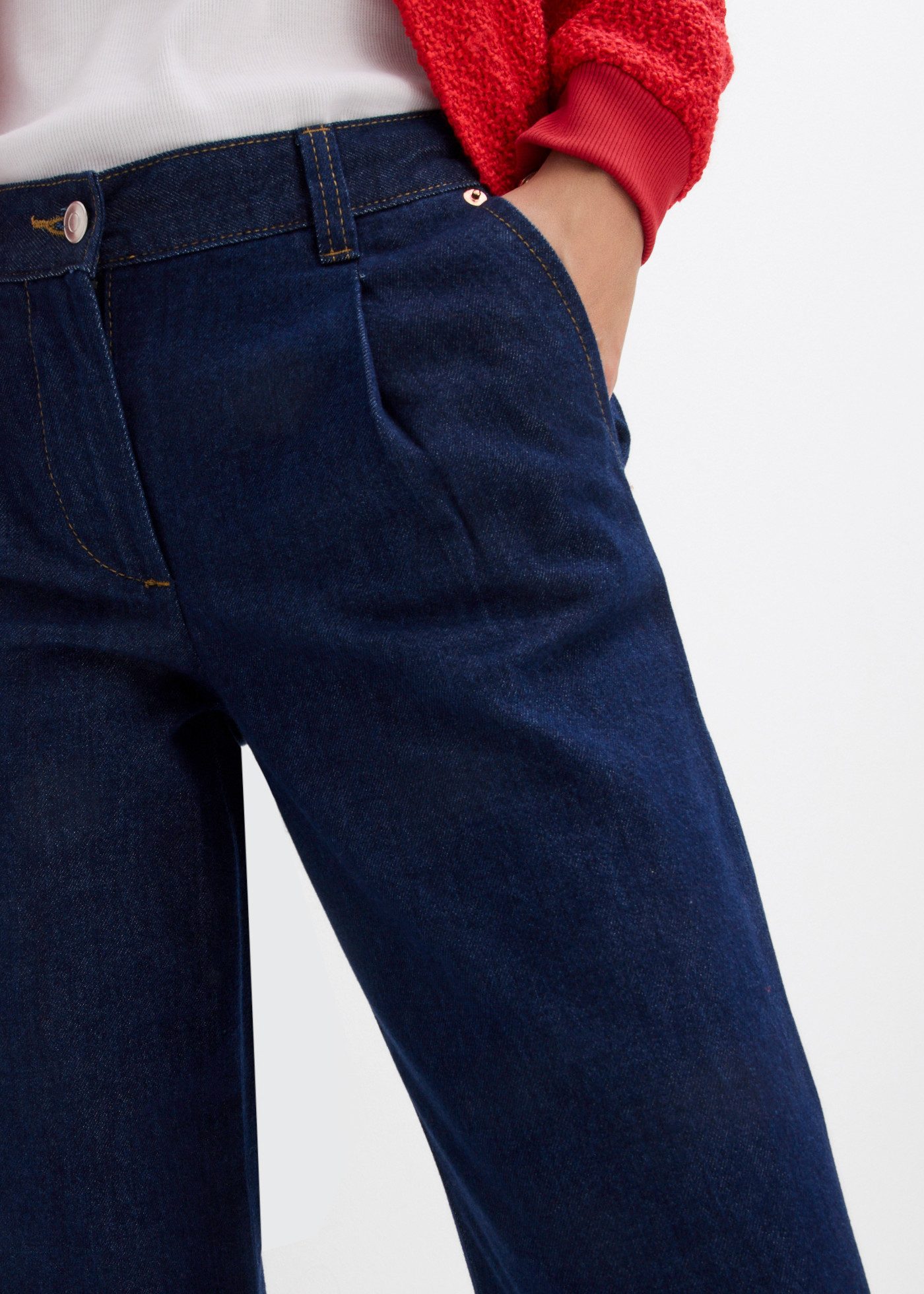bonprix Weite Jeans lockerer Schnitt, mittlerer Bund, weite Passform