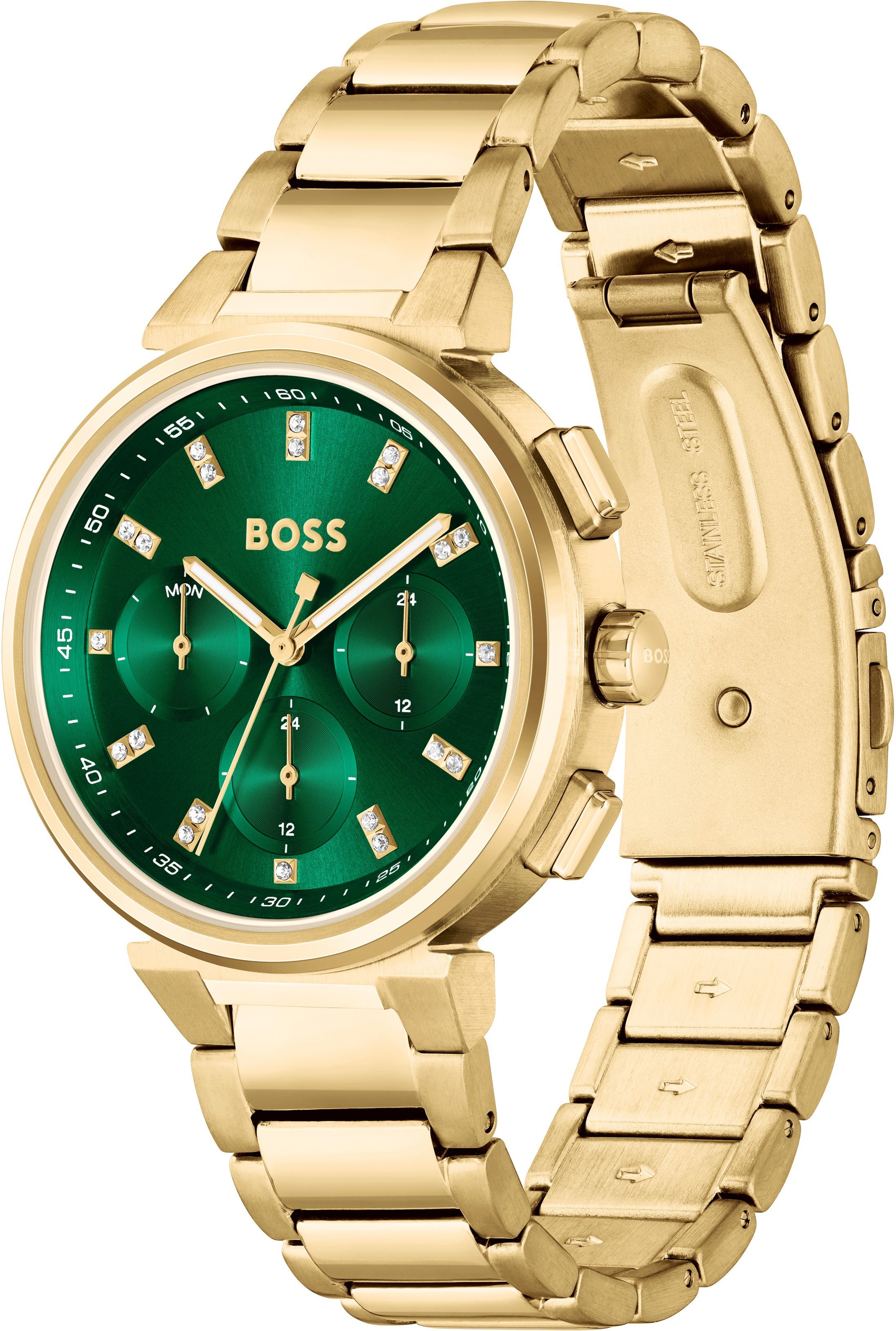 BOSS Multifunktionsuhr ONE 1502679, Quarzuhr, Damenuhr, Armbanduhr, Glaskri günstig online kaufen