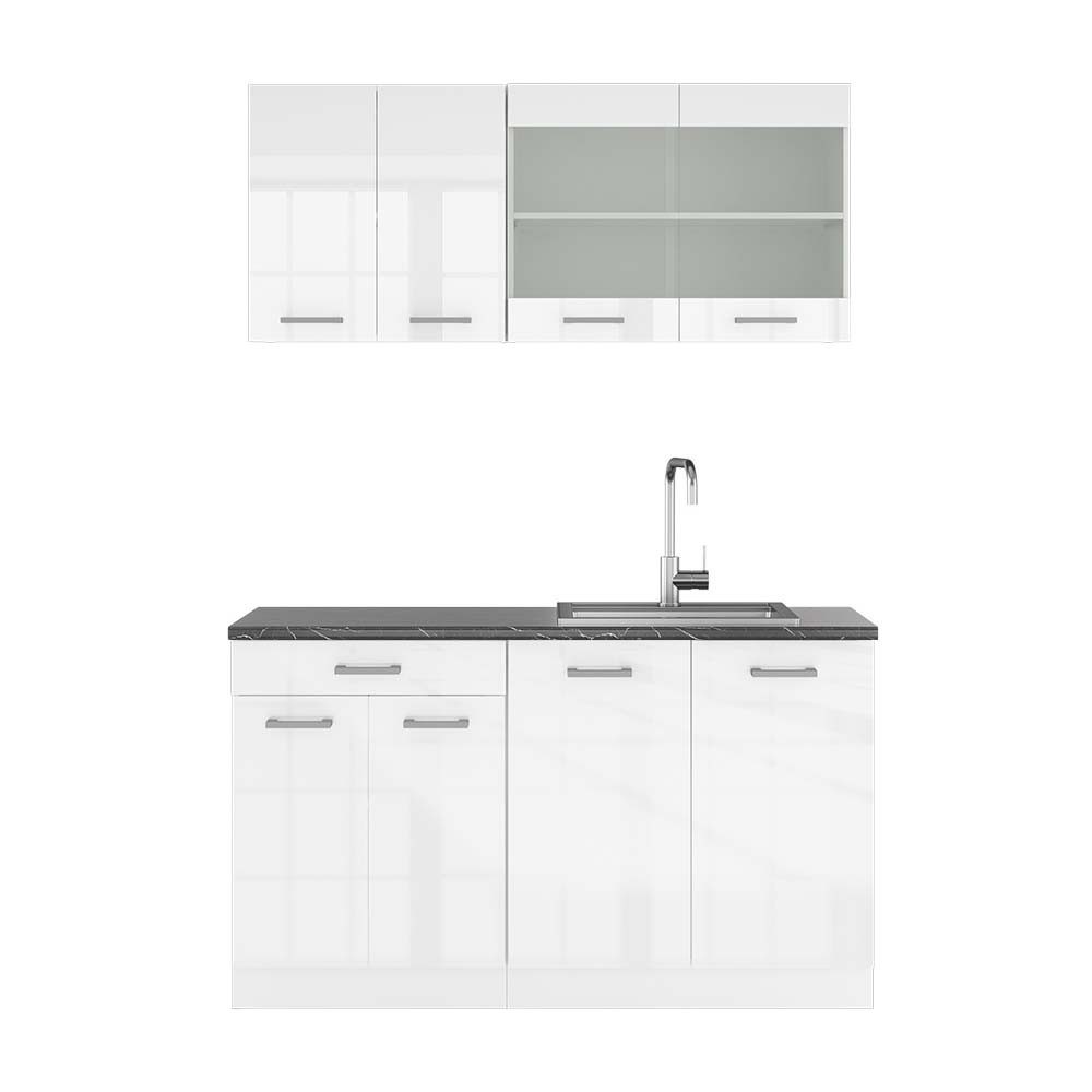 Vicco Küchenzeile R-Line, Weiß Hochglanz/Weiß, 140 günstig online kaufen